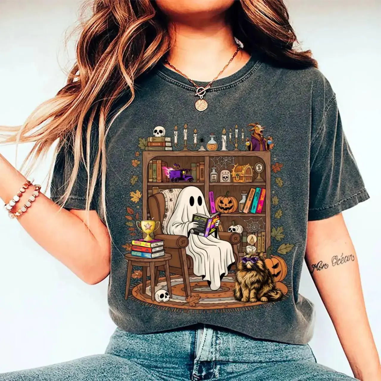 Dungeon Crawler Carl Ghost Sweatshirt, Halloween Scifi Book Lover Crewneck Shirt - photo 2