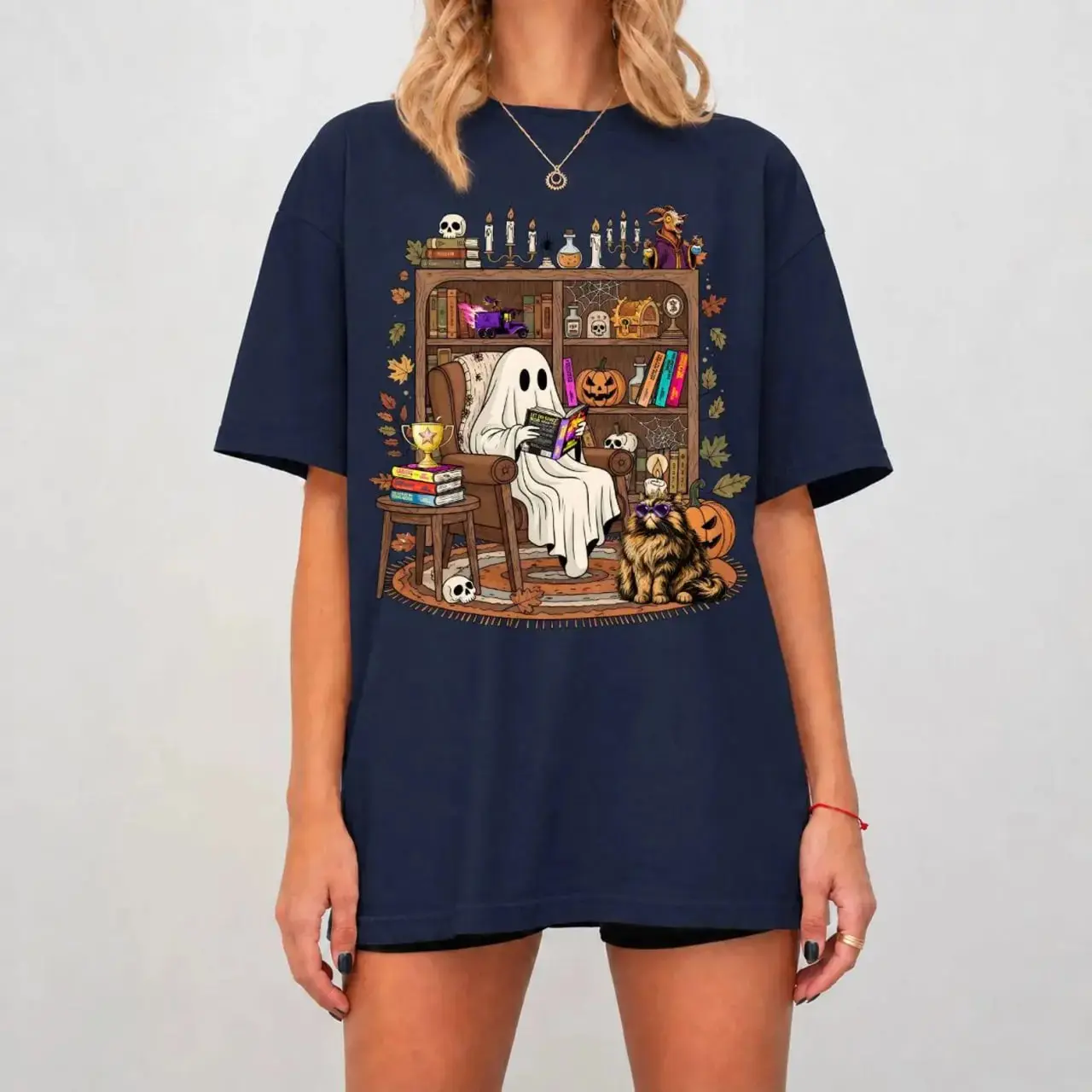 Dungeon Crawler Carl Ghost Sweatshirt, Halloween Scifi Book Lover Crewneck Shirt - photo 4