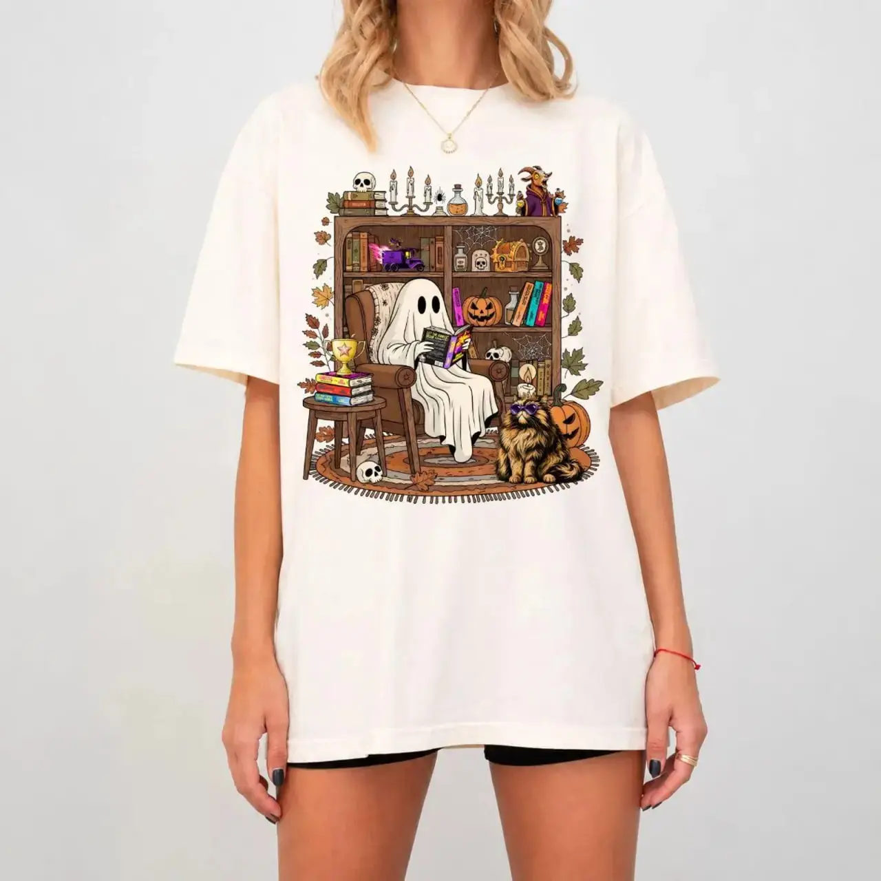 Dungeon Crawler Carl Ghost Sweatshirt, Halloween Scifi Book Lover Crewneck Shirt - photo 5