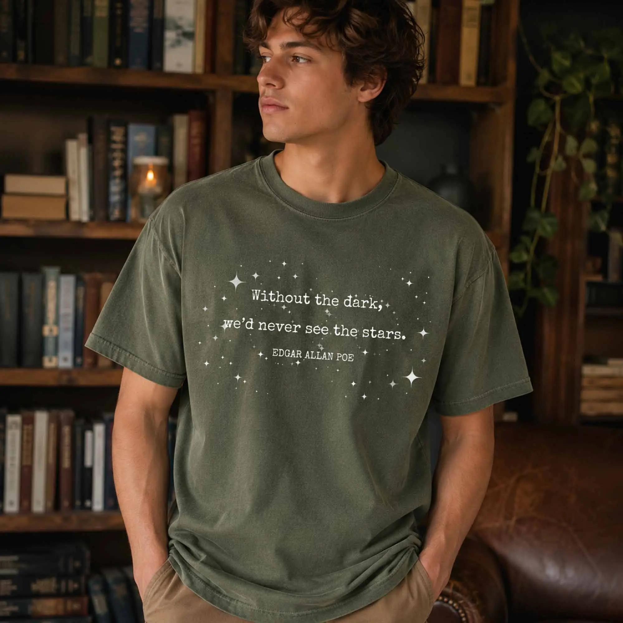 Edgar A.P Shirt, Gothic Raven Poem Tee, Dark Academia Skull Style Poetry Themed Gift Tshirt - photo 5