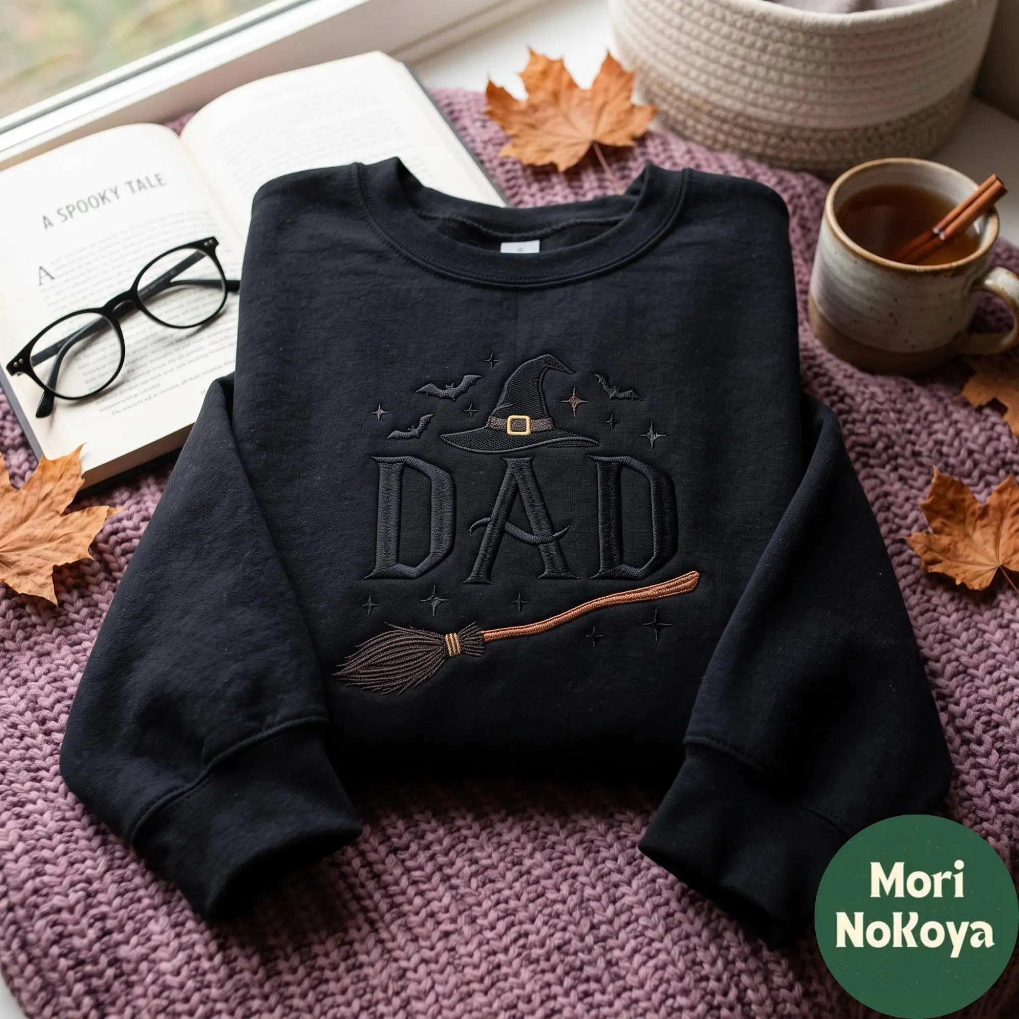 Embroidered Halloween Daddy Sweatshirt, Witchy Father Spooky Season Crewneck, Gift for Dad - photo 3