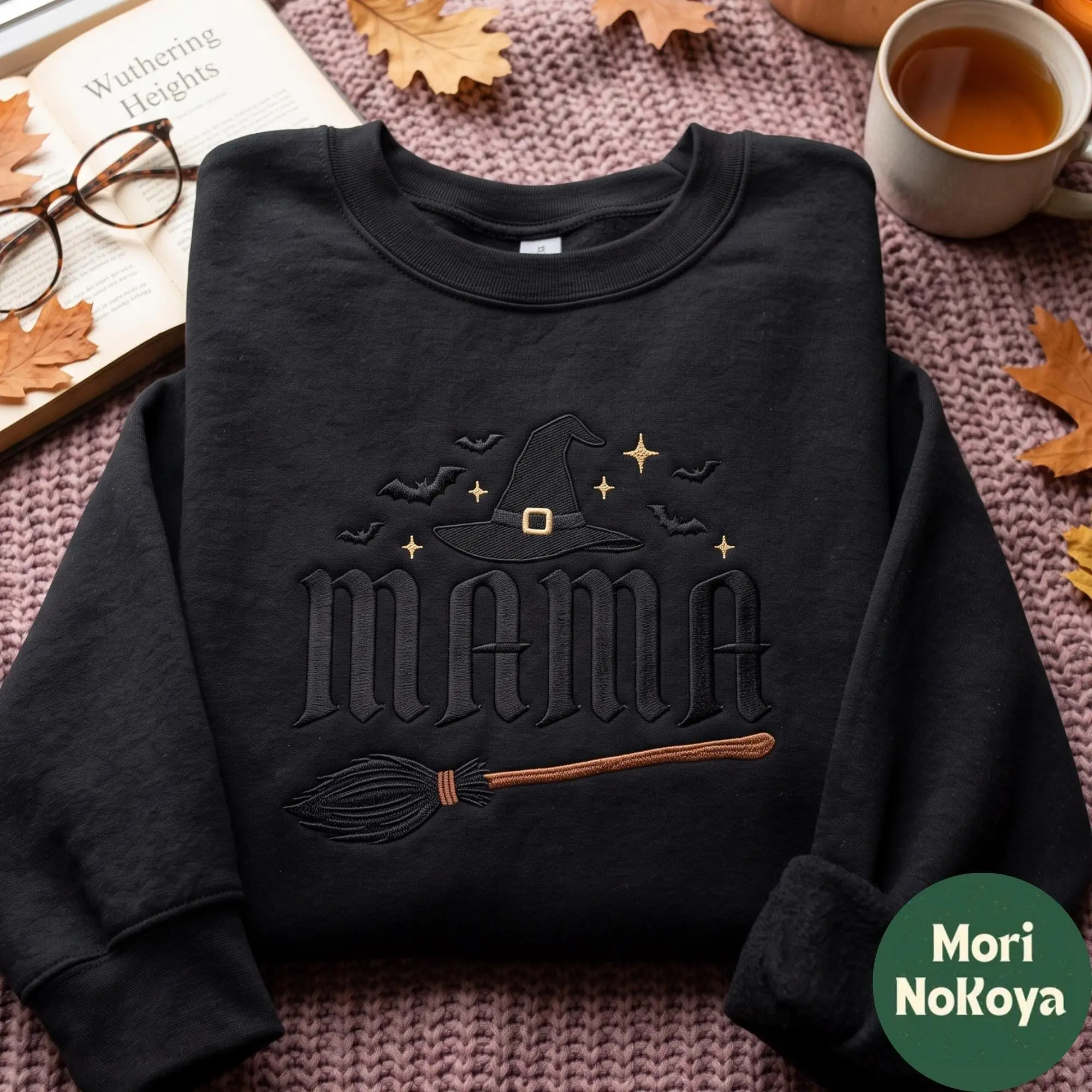 Embroidered Witchy Mama Sweatshirt, Happy Halloween Spooky Season Crewneck, Gift for Mom