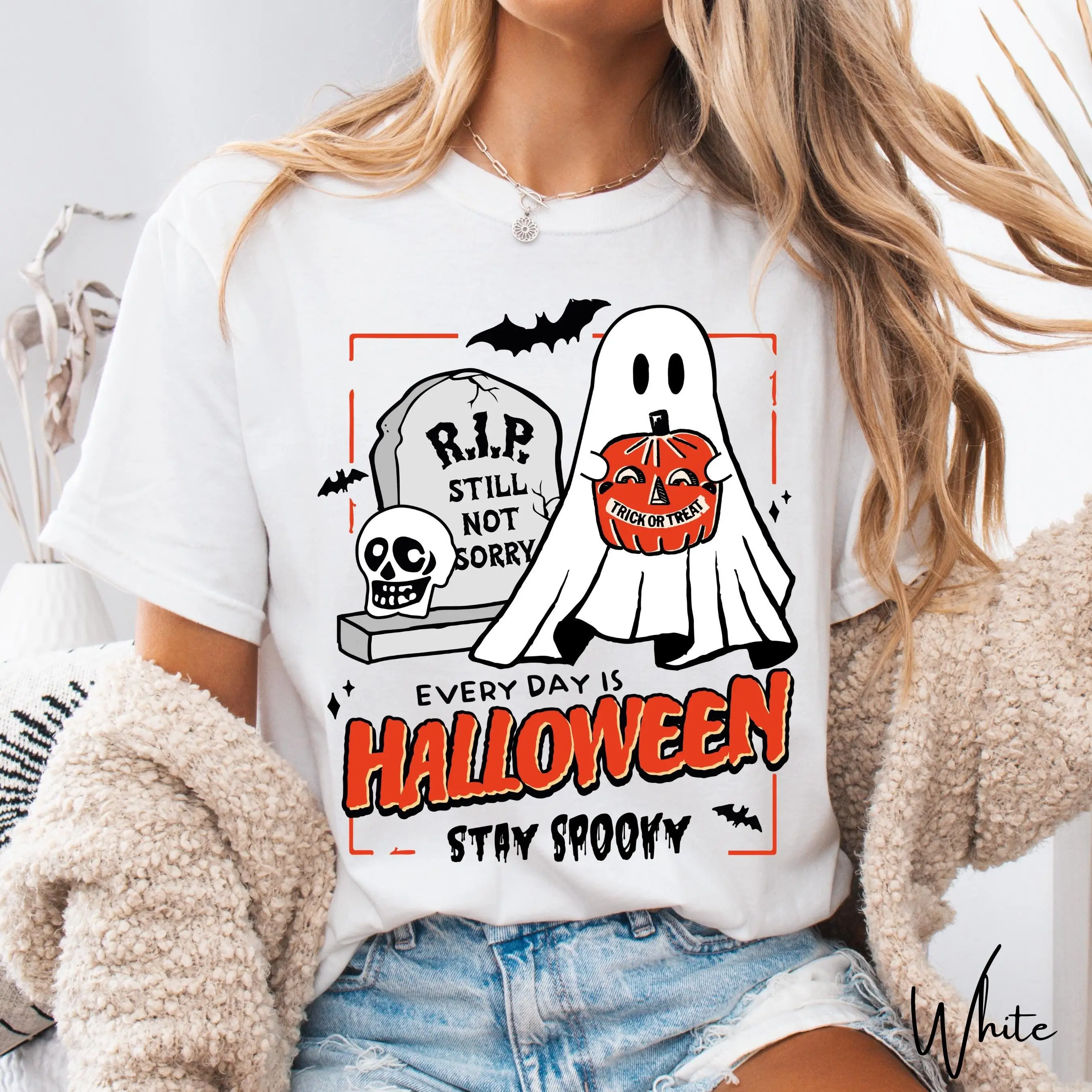 Comfort Colors 1717 Everyday Is Halloween Shirt, Stay Spooky Ghost Graphic Cute Fall Tee Gift - photo 4