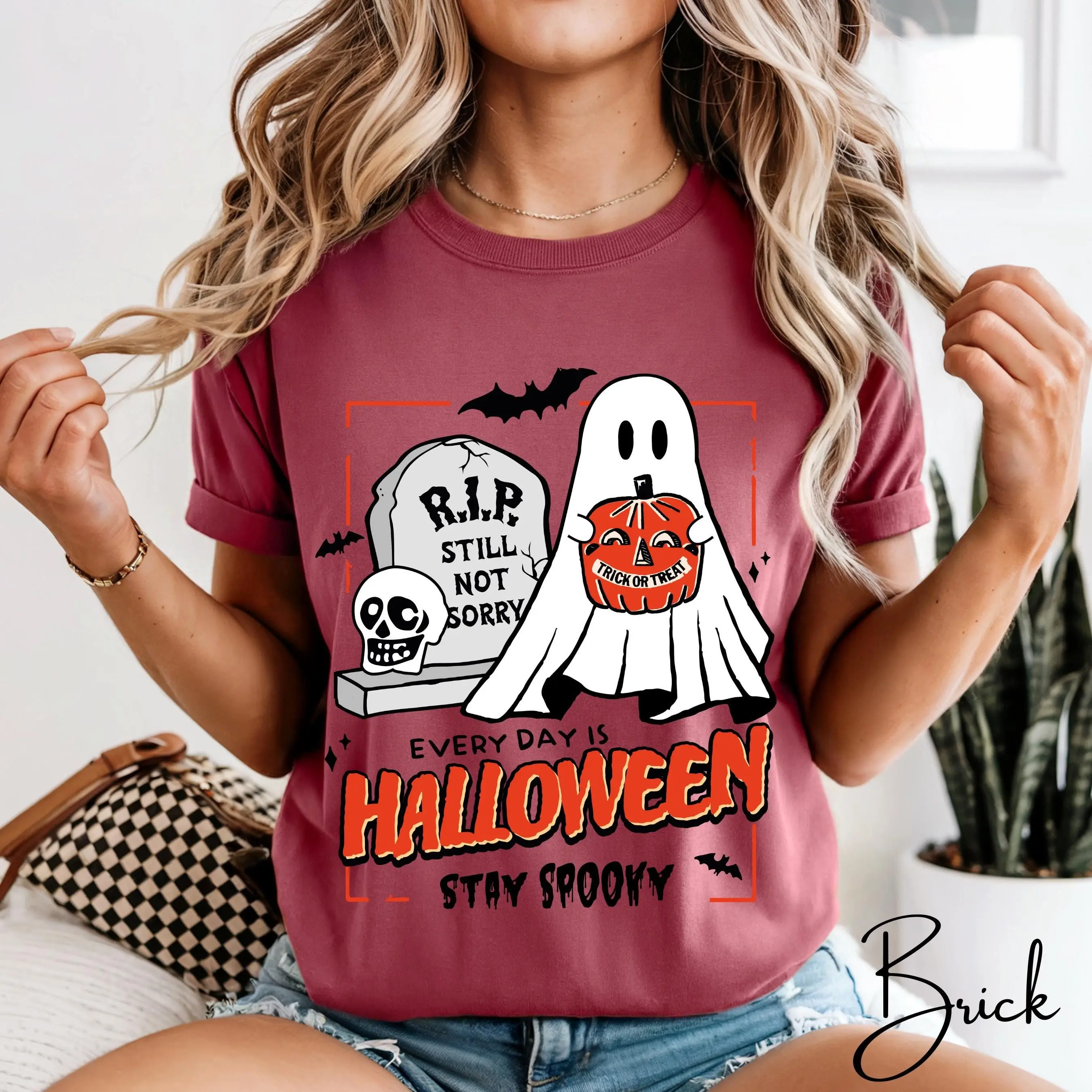 Comfort Colors 1717 Everyday Is Halloween Shirt, Stay Spooky Ghost Graphic Cute Fall Tee Gift - photo 5