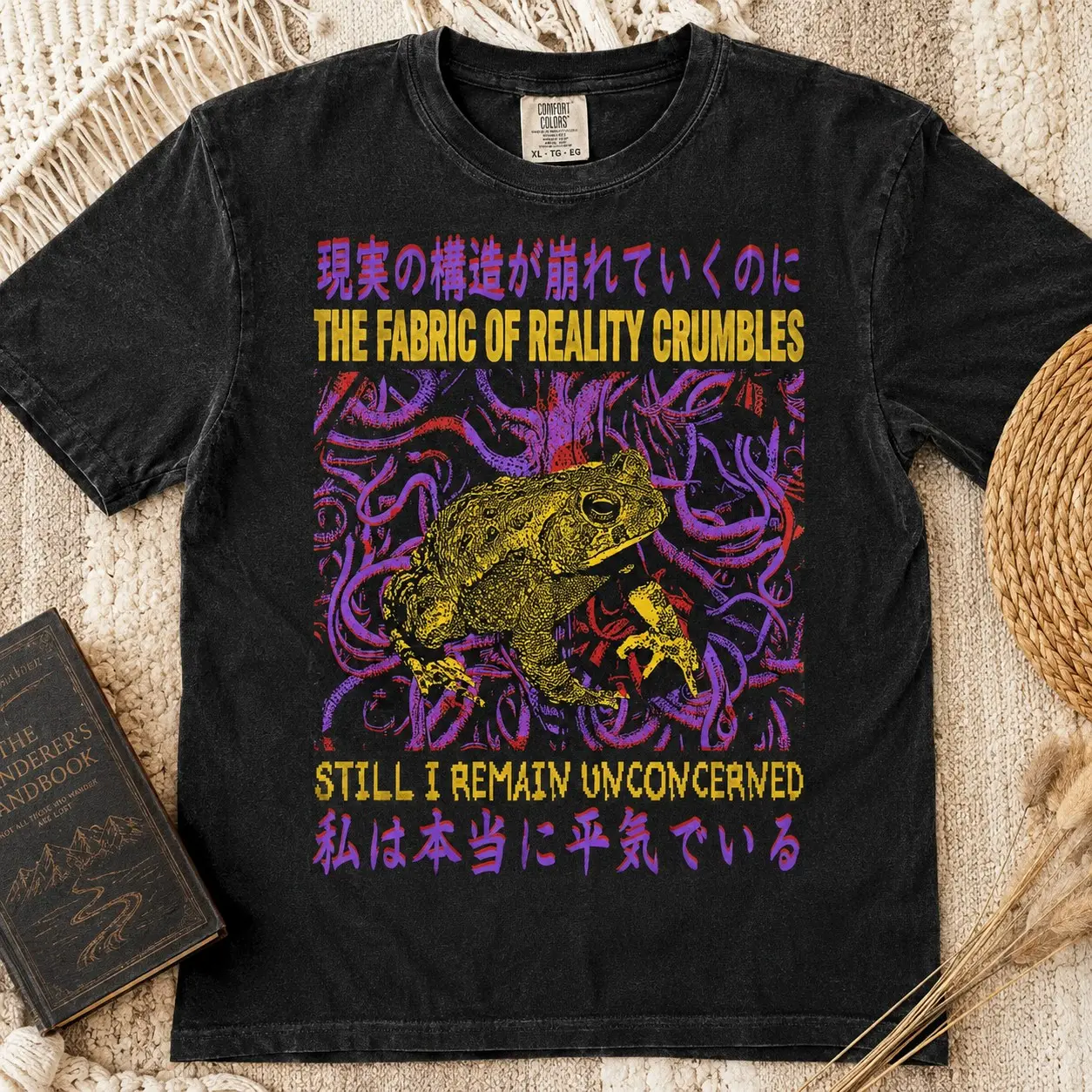 Fabric of Reality Crumbles Frog Graphic Shirt for Women, Weirdcore Halloween Tee, Surreal Animal Lover Gift - photo 2