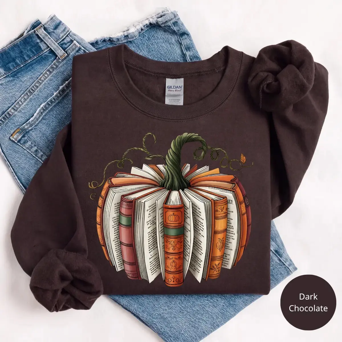 Fall Book Pumpkin Sweatshirt, Halloween Cozy Bookish Autumn Reading Lover Graphic Gift
