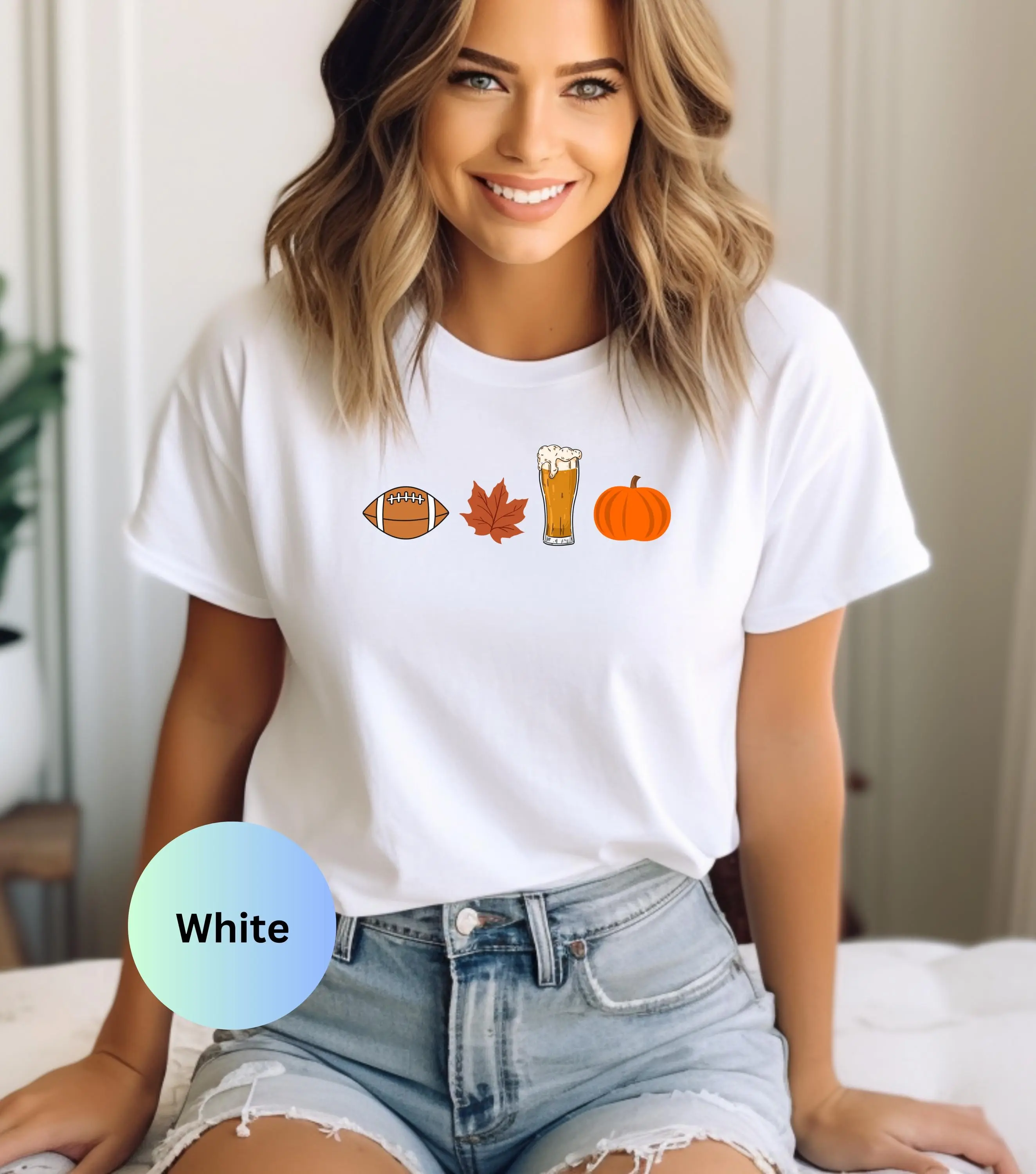 Comfort Colors Pumpkin Fall Shirt, Cute Autumn Halloween Graphic Tee, Nature Lover Gift for Her - photo 2