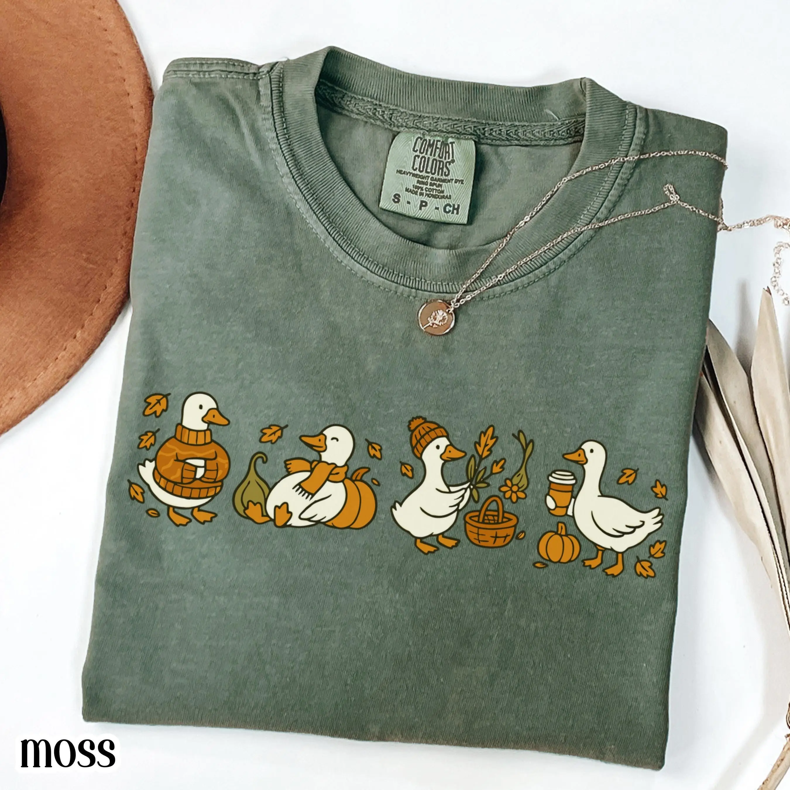 Fall Goose Comfort Colors Shirt, Cozy Silly Autumn Vibes Thanksgiving Tee, Coffee Pumpkin Gourd Halloween Top - photo 2