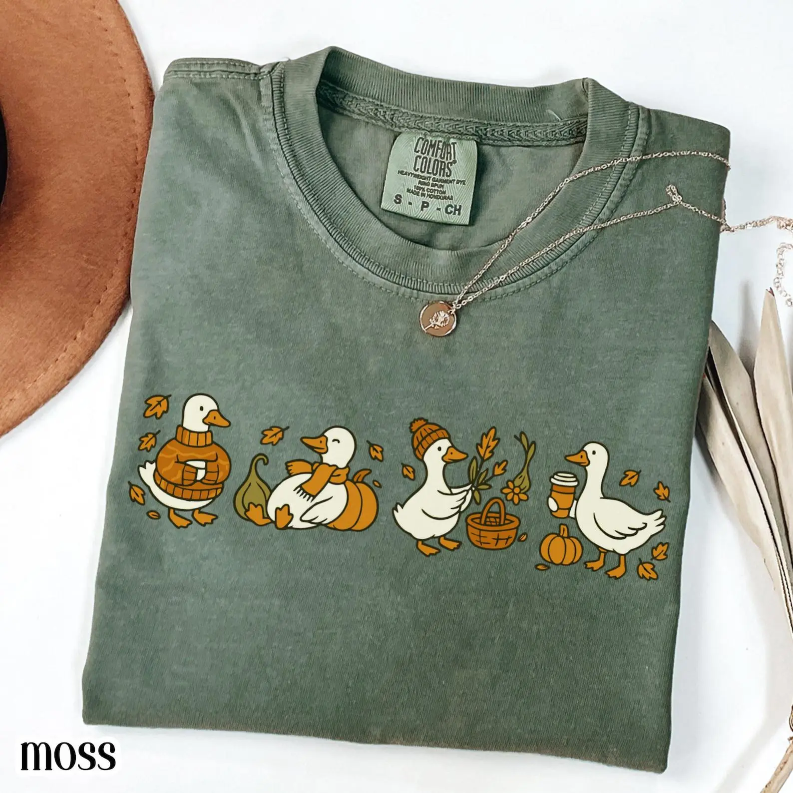 Comfort Colors Fall Goose Shirt, Cozy Autumn Vibes Thanksgiving Coffee Pumpkin Gourd Halloween Graphic Tee - photo 2
