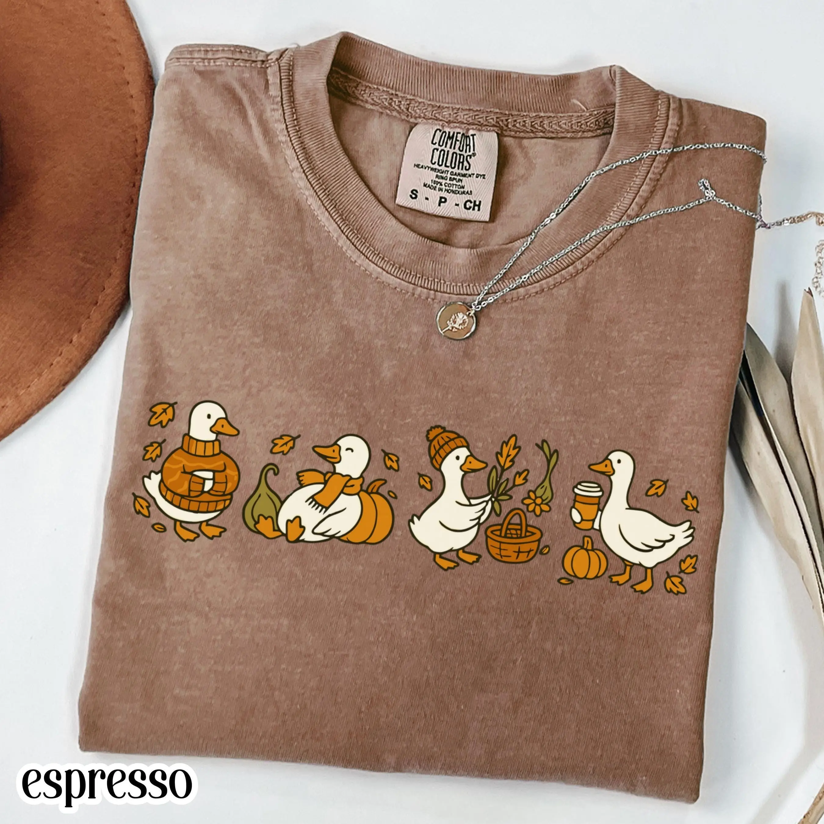 Fall Goose Comfort Colors Shirt, Cozy Silly Autumn Vibes Thanksgiving Tee, Coffee Pumpkin Gourd Halloween Top - photo 3