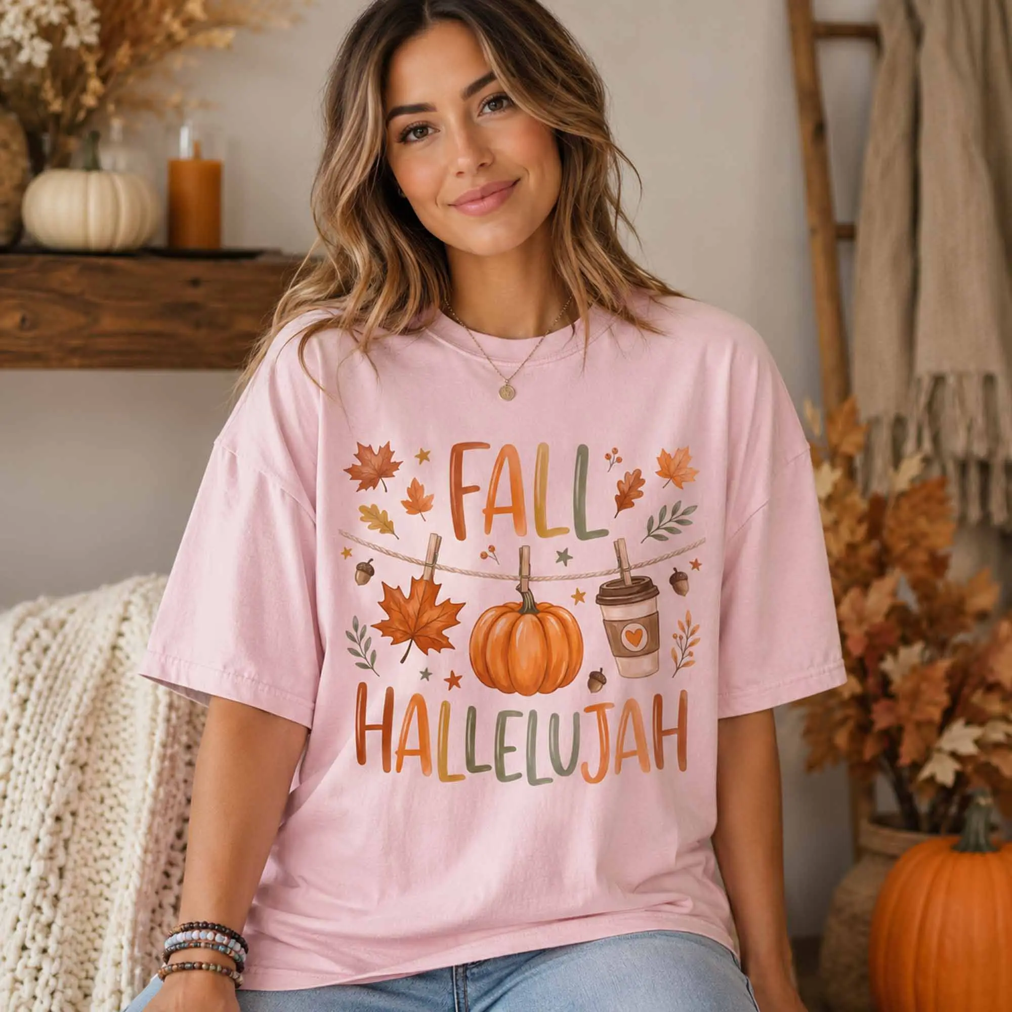 Fall Hallelujah Shirt, Christian Pumpkin Spice Autumn Tee, Cute Cozy Faith Based Thanksgiving Top - photo 5