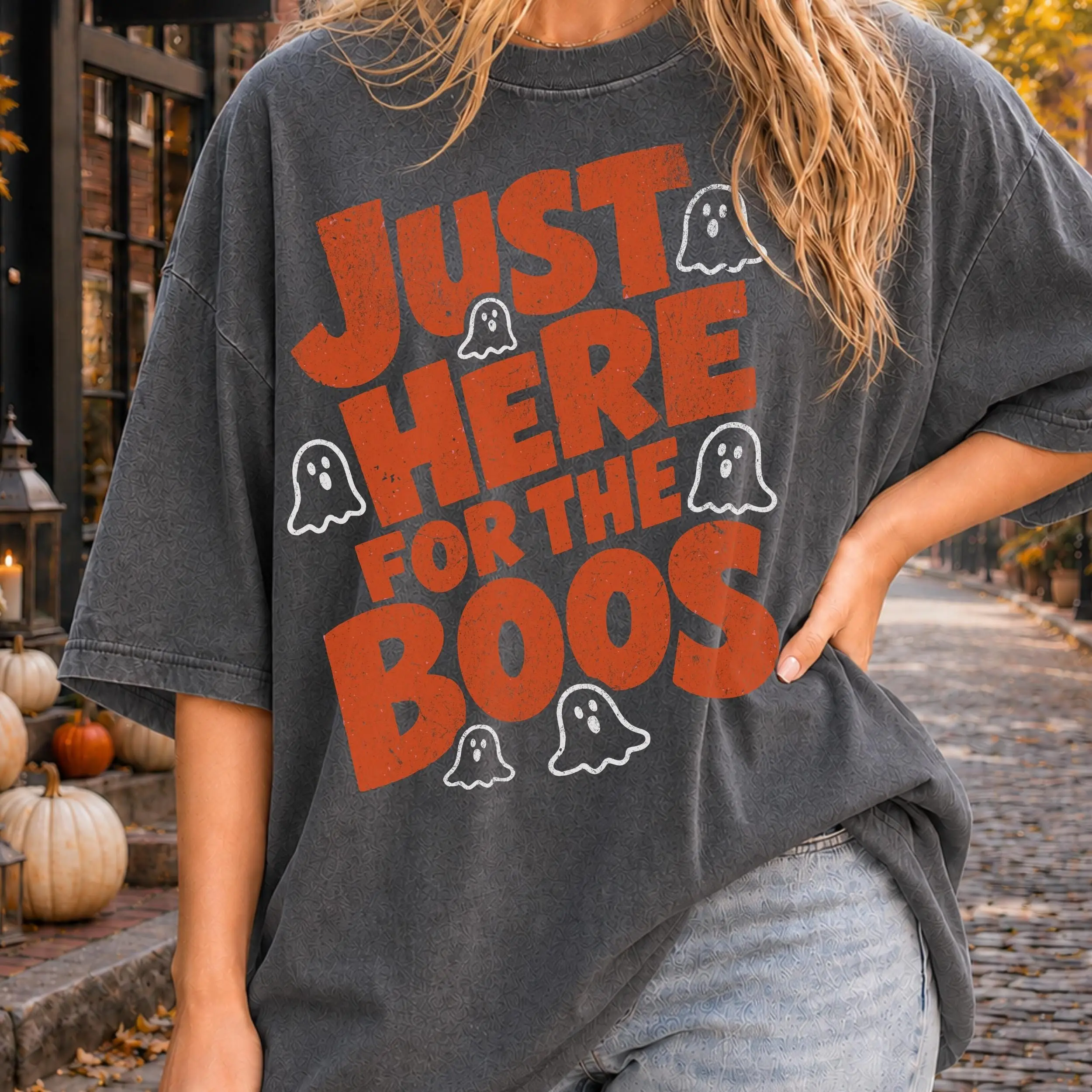 Here for the Boos Raccoon Graphic Tee, Cute Funny Fall Autumn Halloween Shirt for Women - photo 3