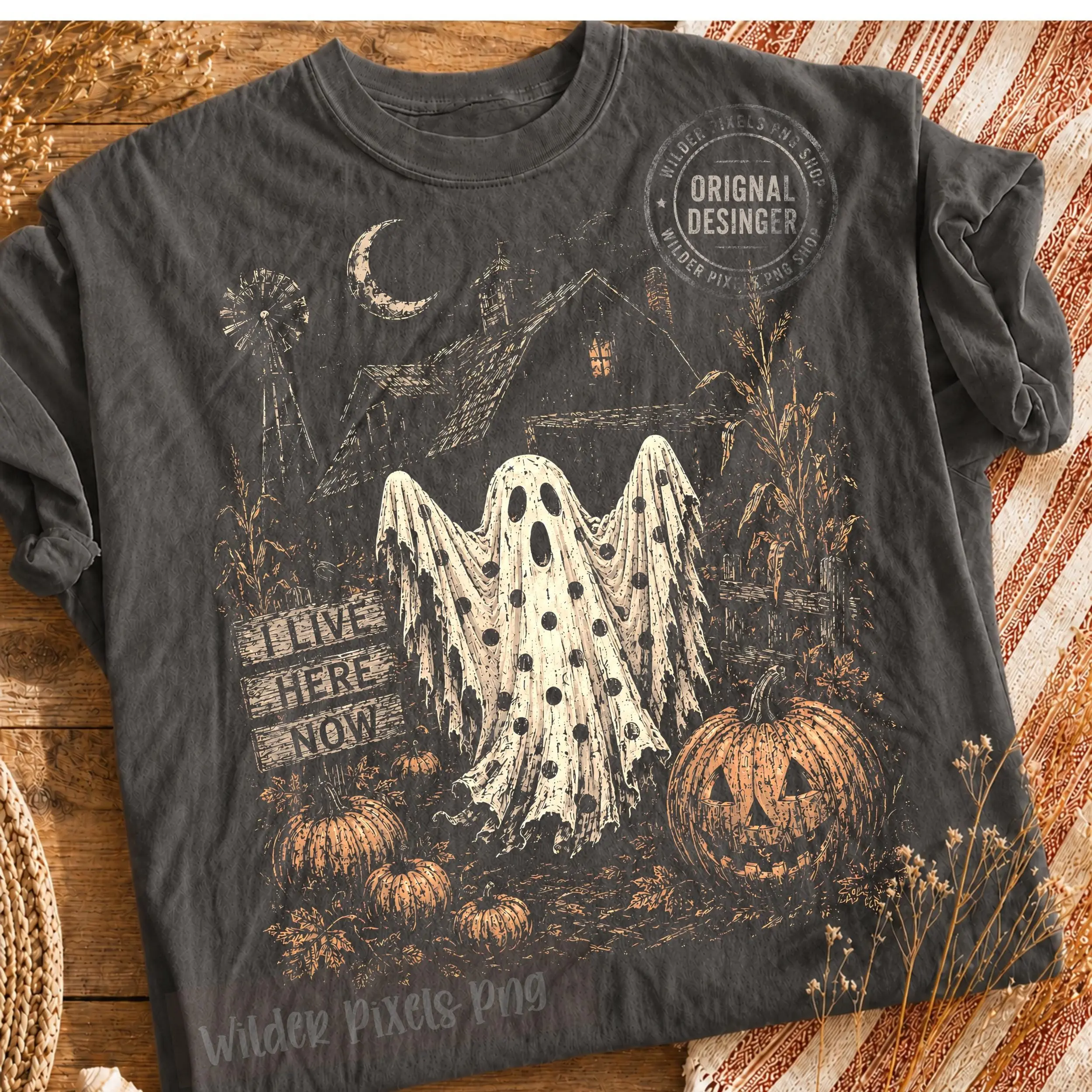 Fall Halloween Raccoon Shirt, Funny Trash Panda Dark Academia Pepper Print Haunted Season Tee for Women - photo 2