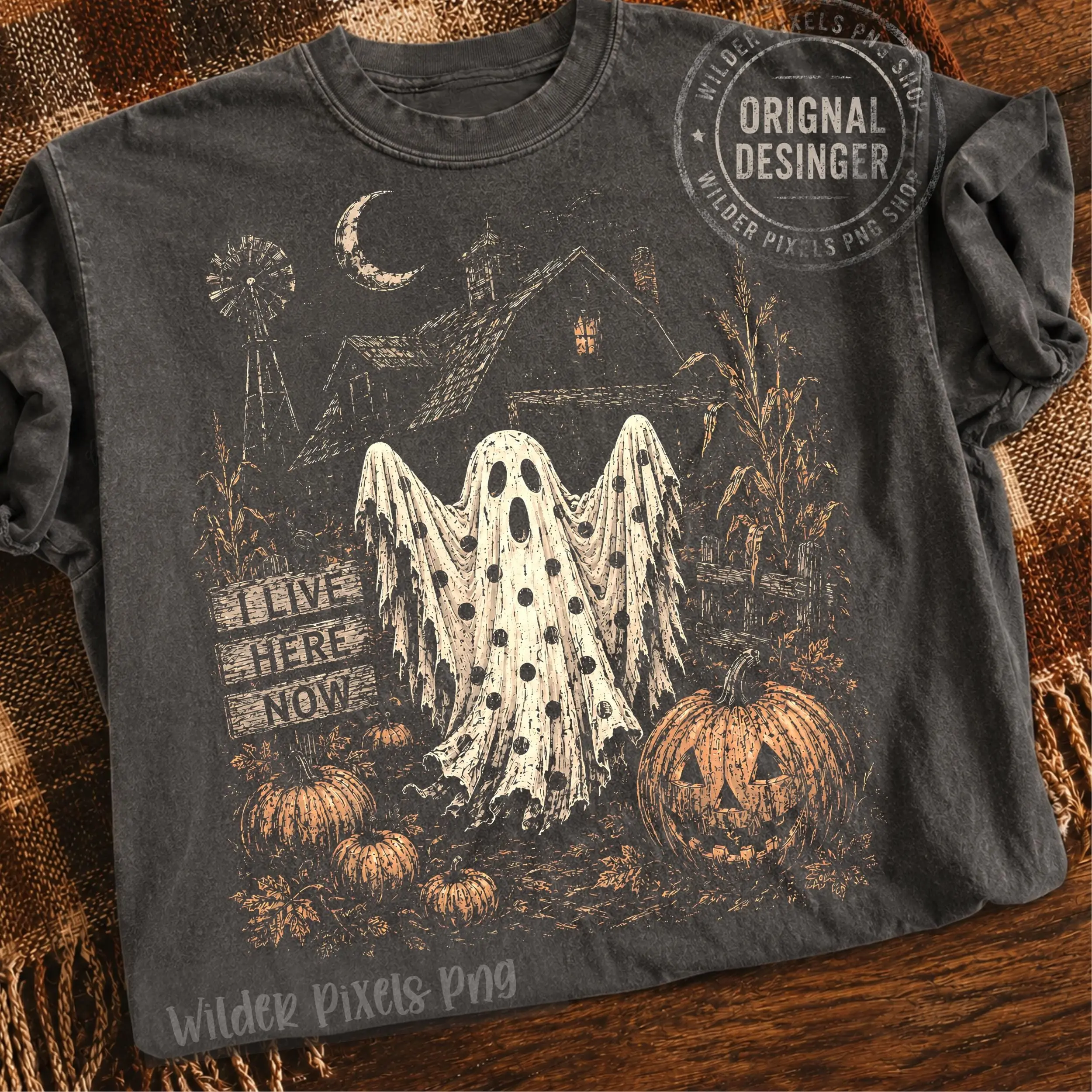Fall Halloween Raccoon Shirt, Funny Trash Panda Dark Academia Pepper Print Haunted Season Tee for Women - photo 3