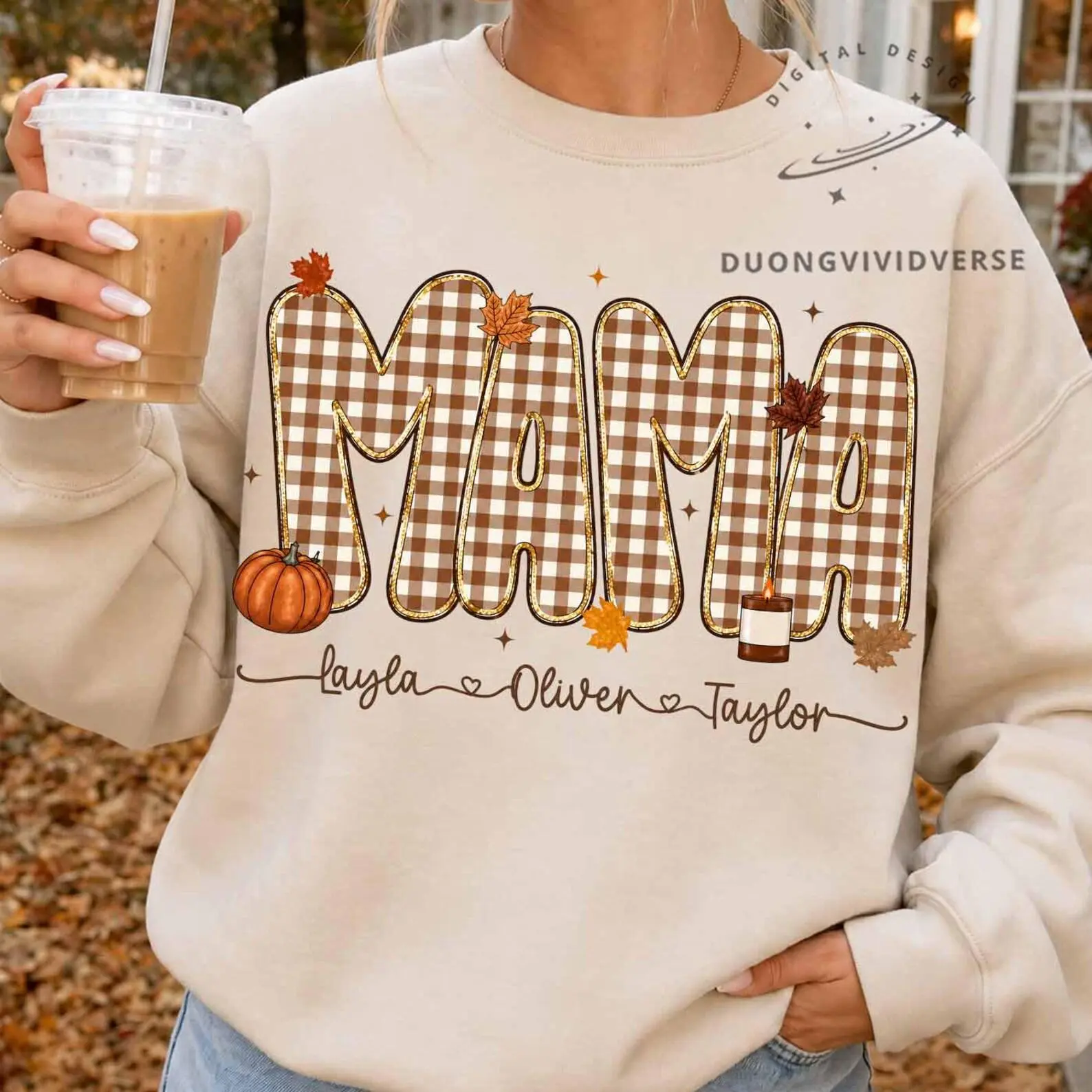Comfort Colors Fall Mama Mimi Nana Gigi Shirt Bundle, Gingham Autumn Family Pumpkin Thanksgiving Tee - photo 4