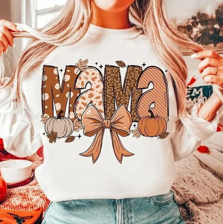 Comfort Colors Fall Mama Shirt, Coquette Pumpkin Autumn Vibes Sublimation Graphic Tee - photo 4