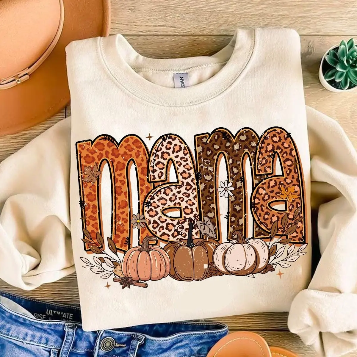 Fall Mama Nana Gigi Mimi Bundle Sweatshirt, Coquette Pumpkin Autumn Vibes Graphic Crewneck - photo 4