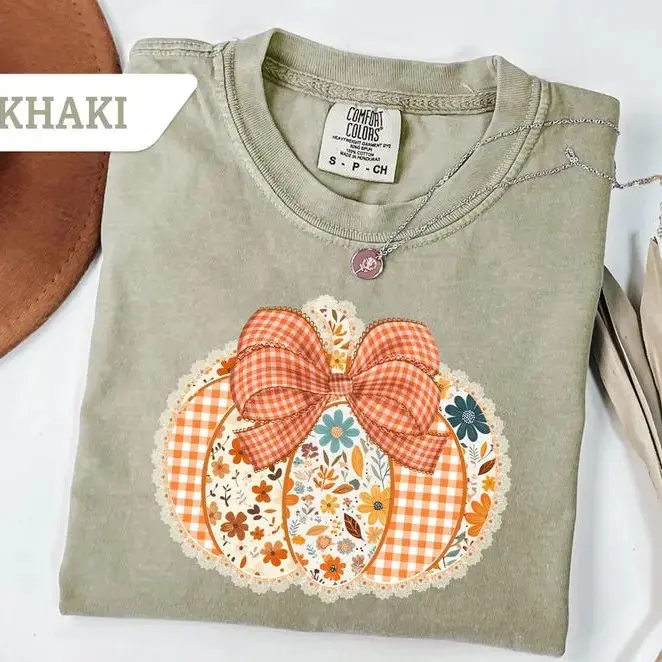 Fall Pumpkin Shirt, Comfort Colors Autumn Graphic Tee, Farm Fresh Thanksgiving Halloween Gift Top - photo 2