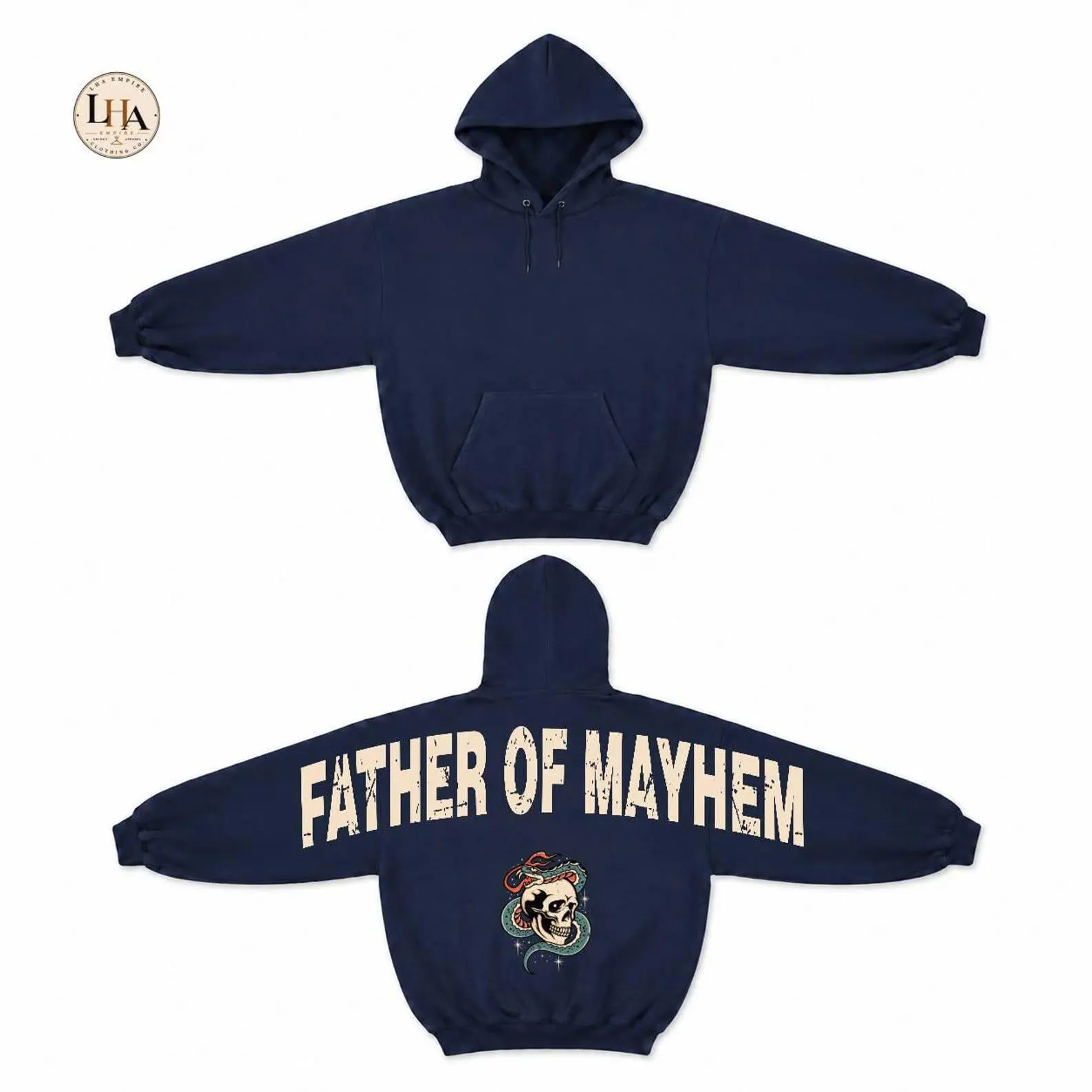 Father Of Mayhem Across Back Hoodie, Skull Snake Halloween Shoulder-To-Shoulder Lettering Dad Gift - photo 4