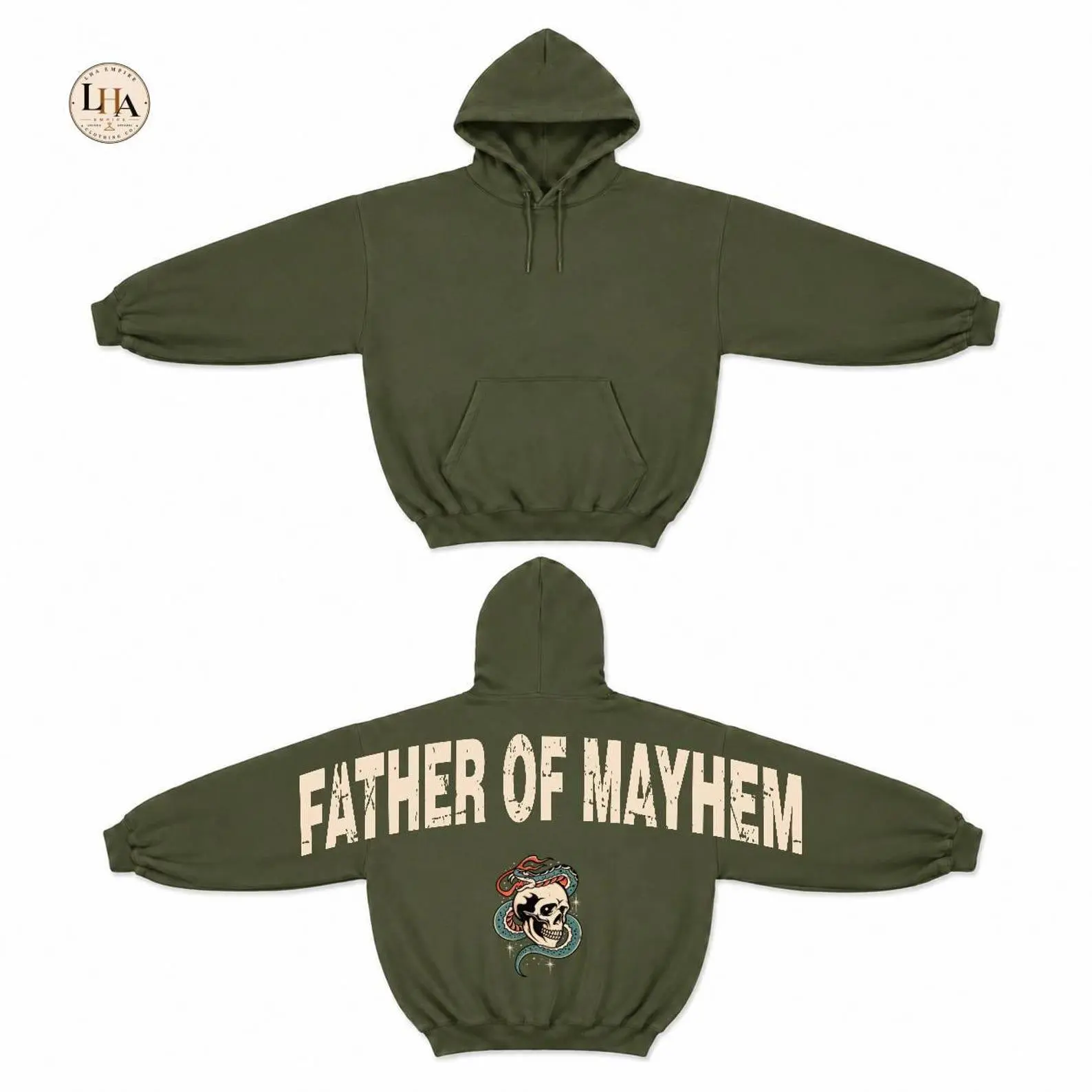 Father Of Mayhem Across Back Hoodie, Skull Snake Halloween Shoulder-To-Shoulder Lettering Dad Gift - photo 5