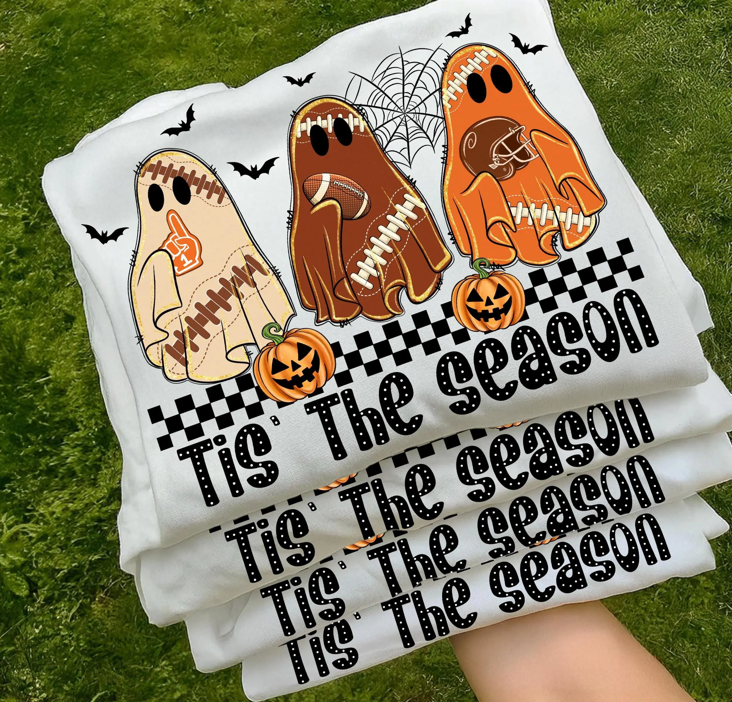 Comfort Colors Football Ghost Halloween Hoodie, Spooky Season Pumpkin Graphic Pullover, Funny Fan Gift