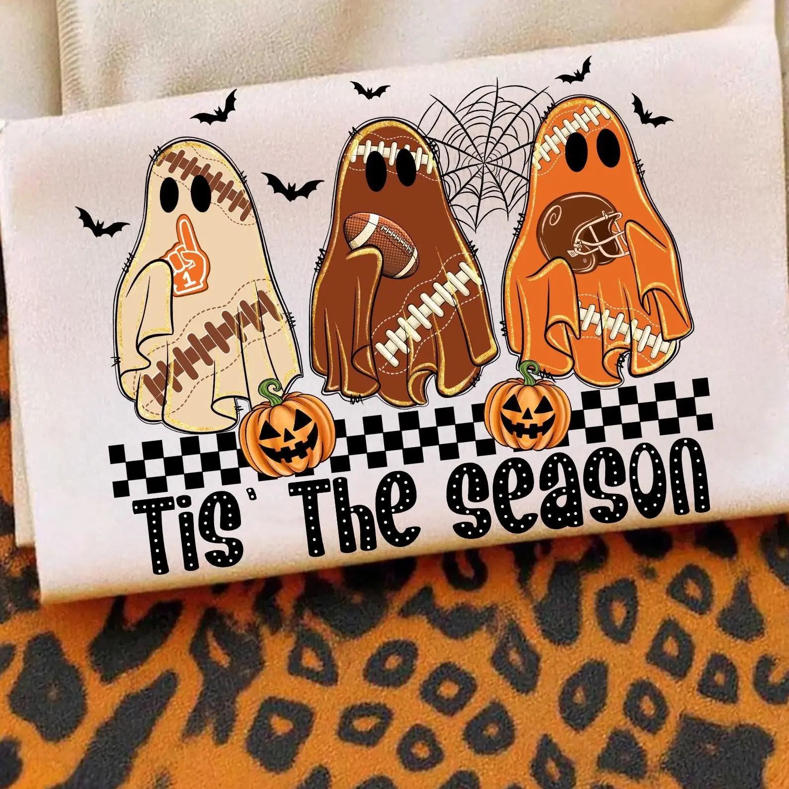 Comfort Colors Football Ghost Halloween Shirt, Spooky Season Pumpkin Graphic Tee, Funny Fan Fall Gift - photo 3