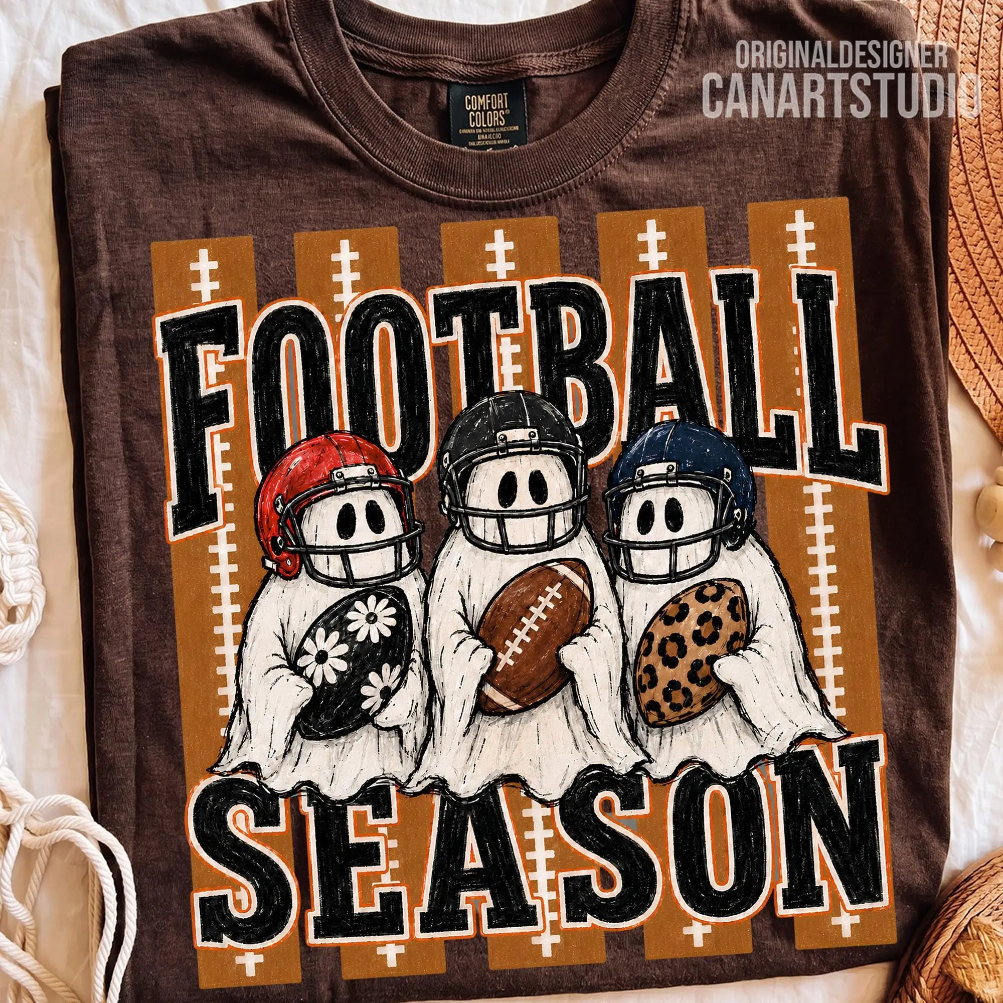 Football Season Ghost Halloween Shirt, Game Day Graphic Tee, Cute Spooky Sports Fall Casual Top - photo 3