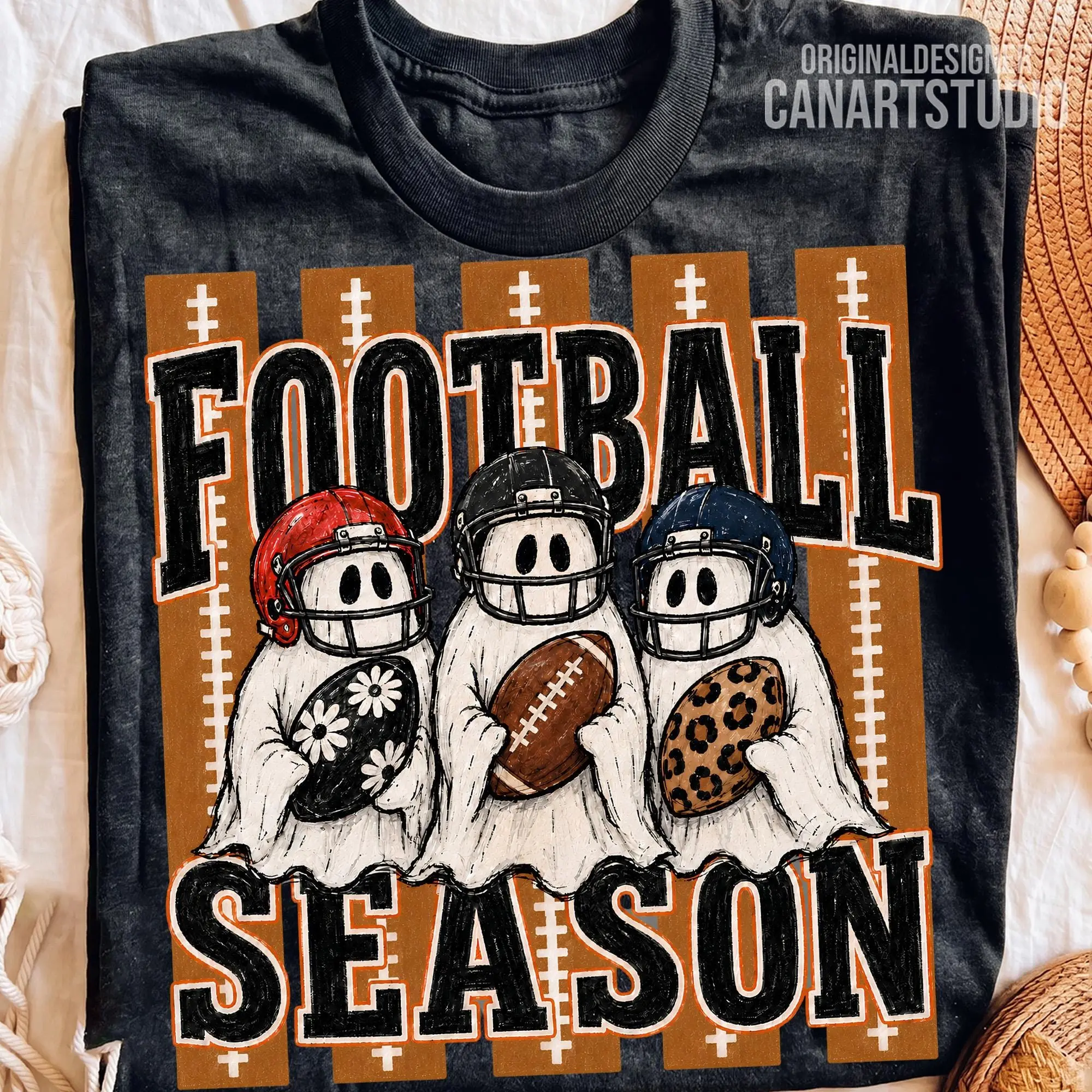 Football Season Ghost Halloween Sweatshirt, Game Day Graphic Crewneck, Cute Spooky Sports Fall Top