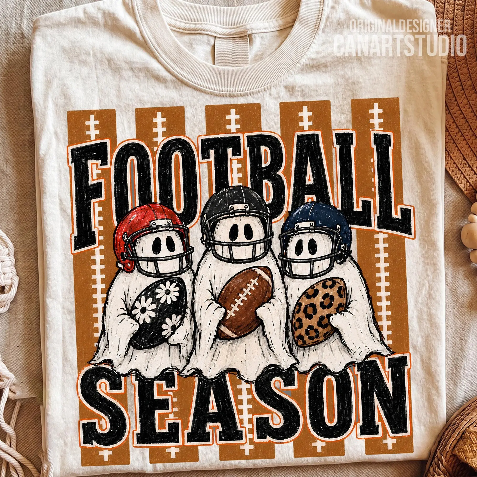Football Season Ghost Halloween Sweatshirt, Game Day Graphic Crewneck, Cute Spooky Sports Fall Top - photo 2