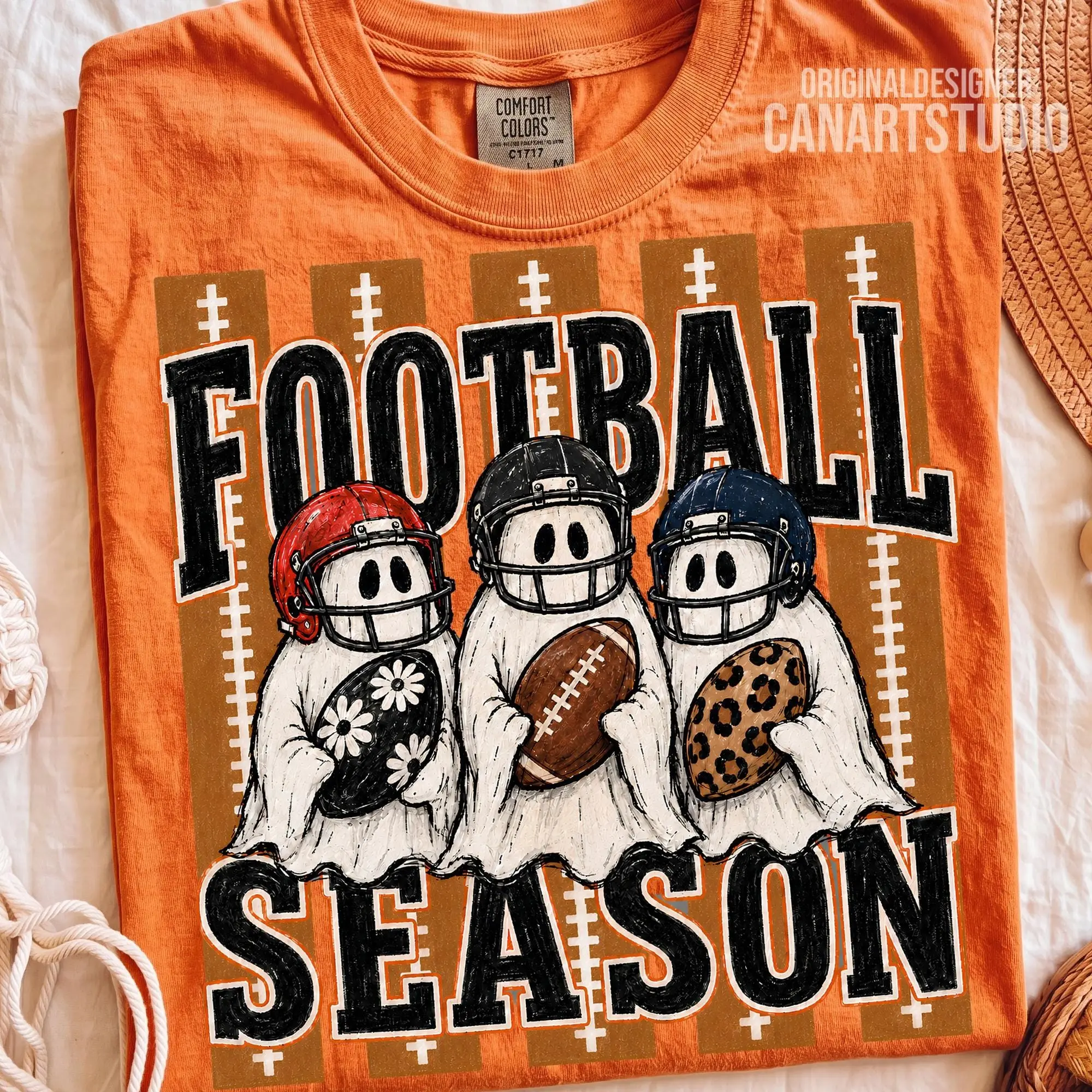 Football Season Ghost Halloween Sweatshirt, Game Day Graphic Crewneck, Cute Spooky Sports Fall Top - photo 4