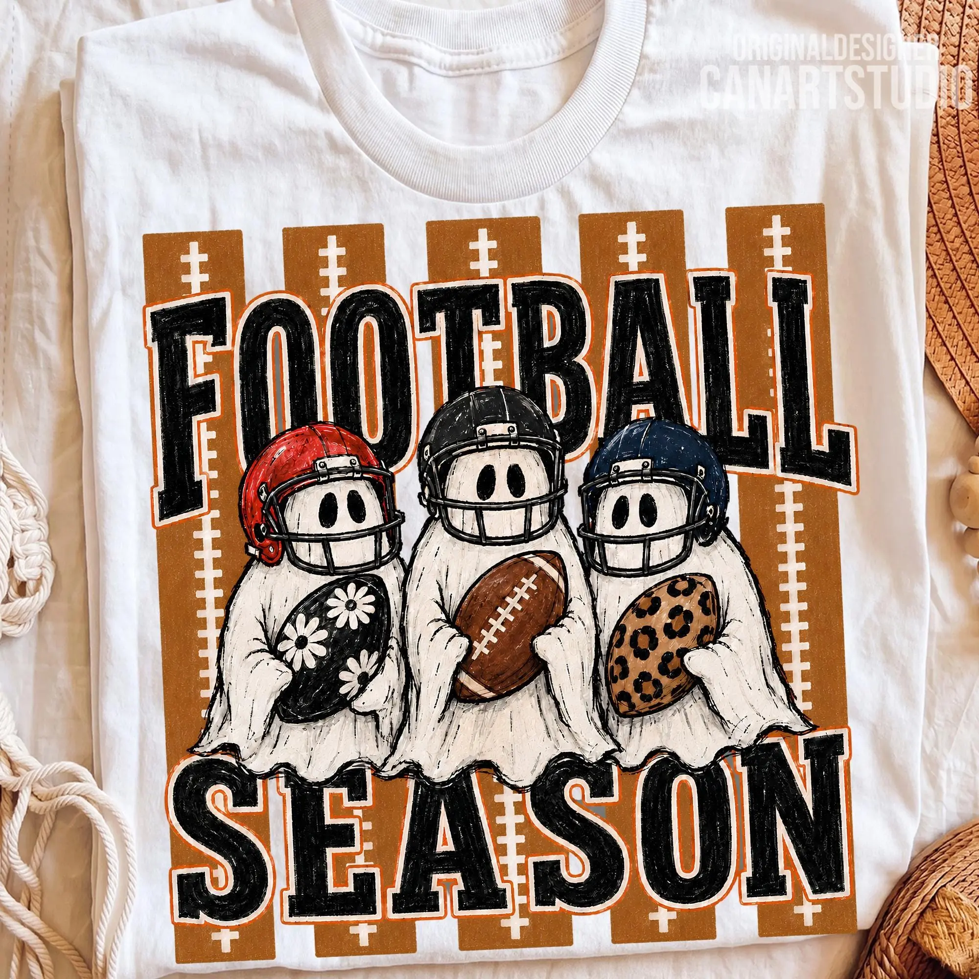 Football Season Ghost Halloween Sweatshirt, Game Day Graphic Crewneck, Cute Spooky Sports Fall Top - photo 5