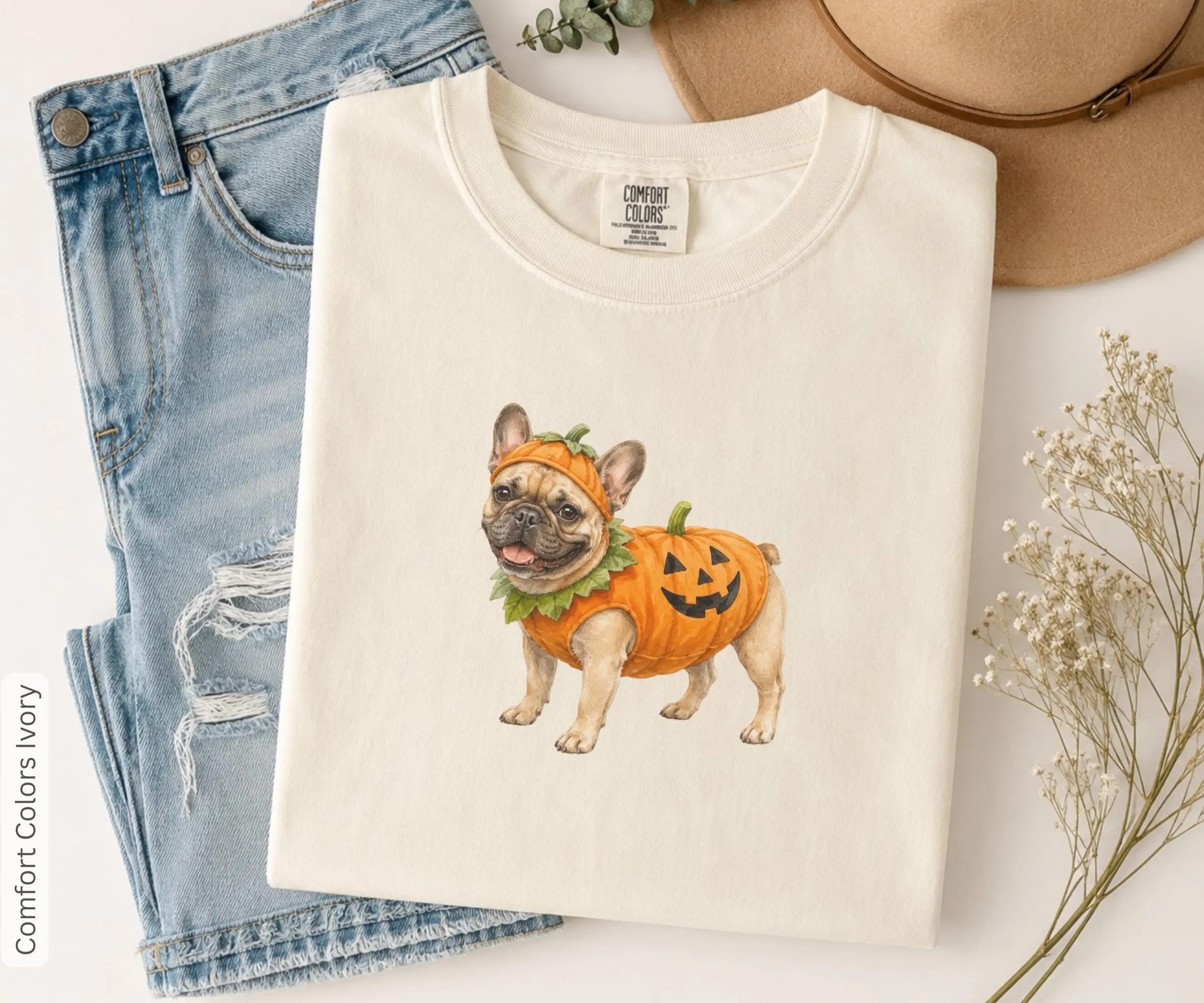 French Bulldog Halloween Shirt, Pumpkin Dog Costume Tee, Funny Dog Lover Gift