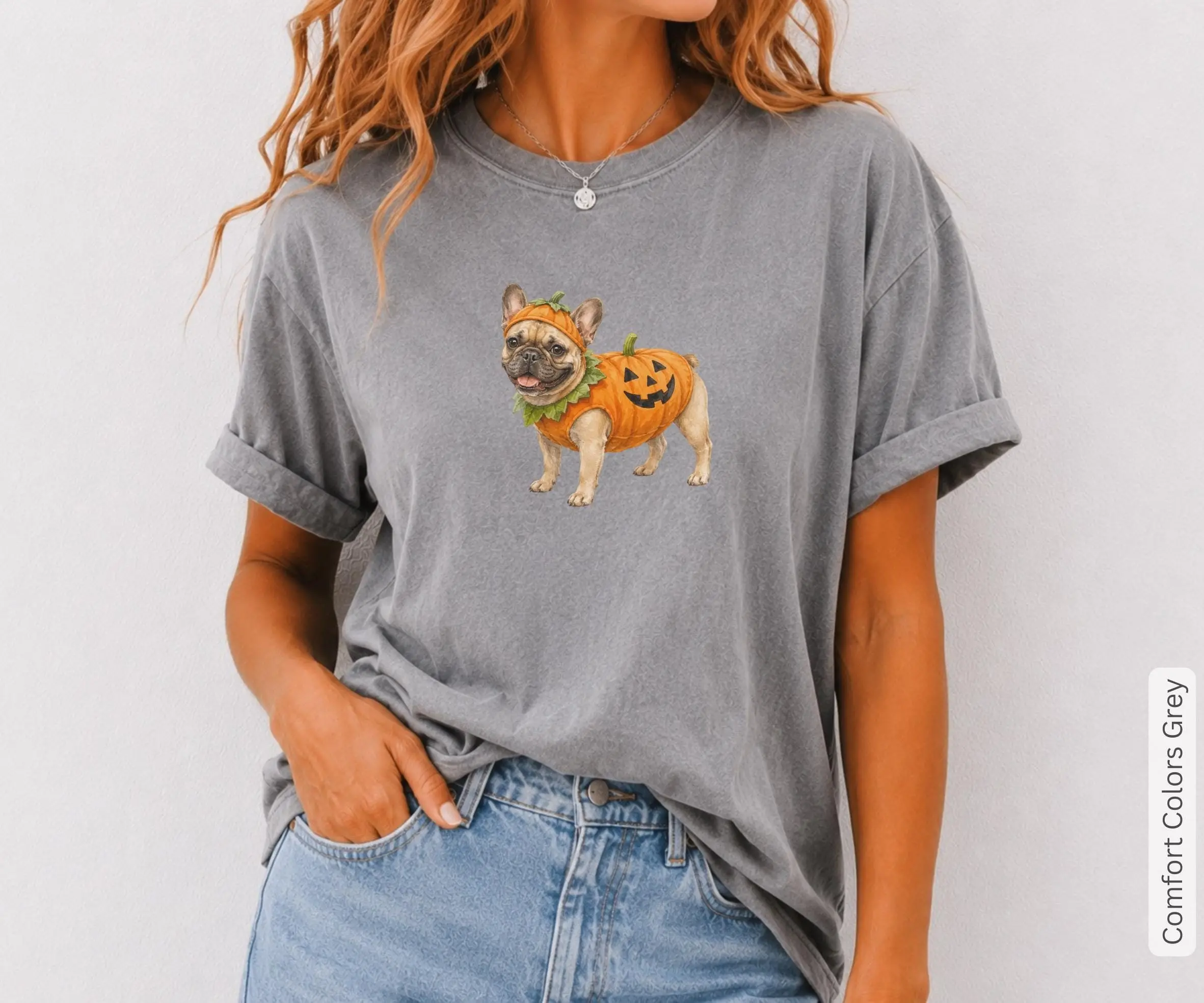 French Bulldog Halloween Shirt, Pumpkin Dog Costume Tee, Funny Dog Lover Gift - photo 2