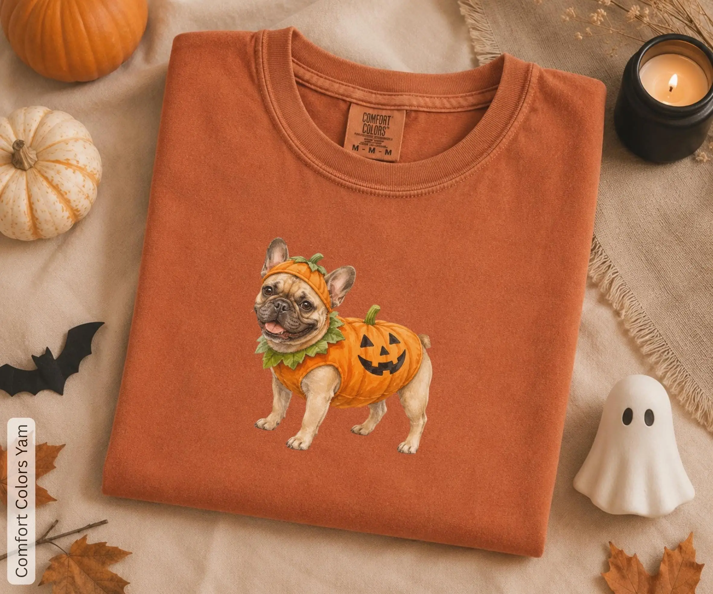 French Bulldog Halloween Shirt, Pumpkin Dog Costume Tee, Funny Dog Lover Gift - photo 3