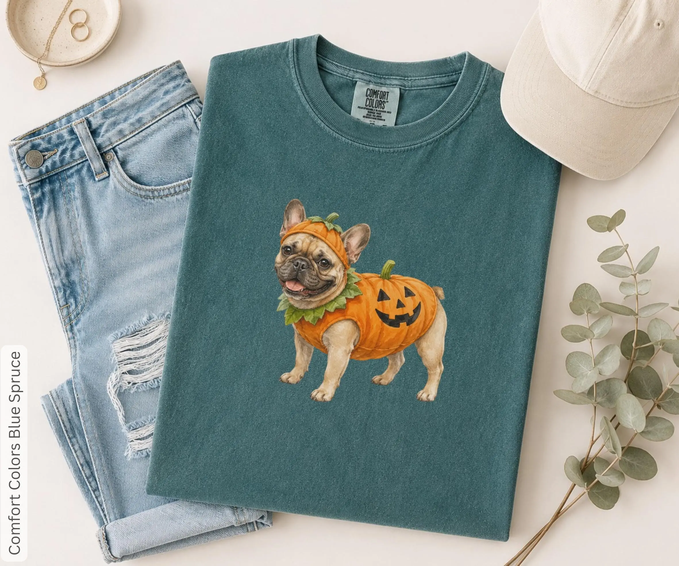 French Bulldog Halloween Shirt, Pumpkin Dog Costume Tee, Funny Dog Lover Gift - photo 4
