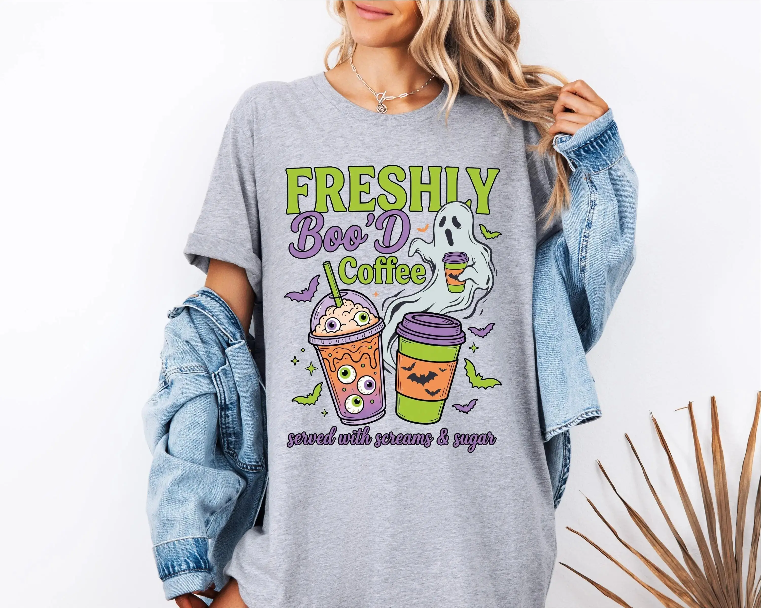Comfort Colors Freshly'd Coffee Club Shirt, Cute Ghost Brew Spooky Season Halloween Fall Tee - photo 4