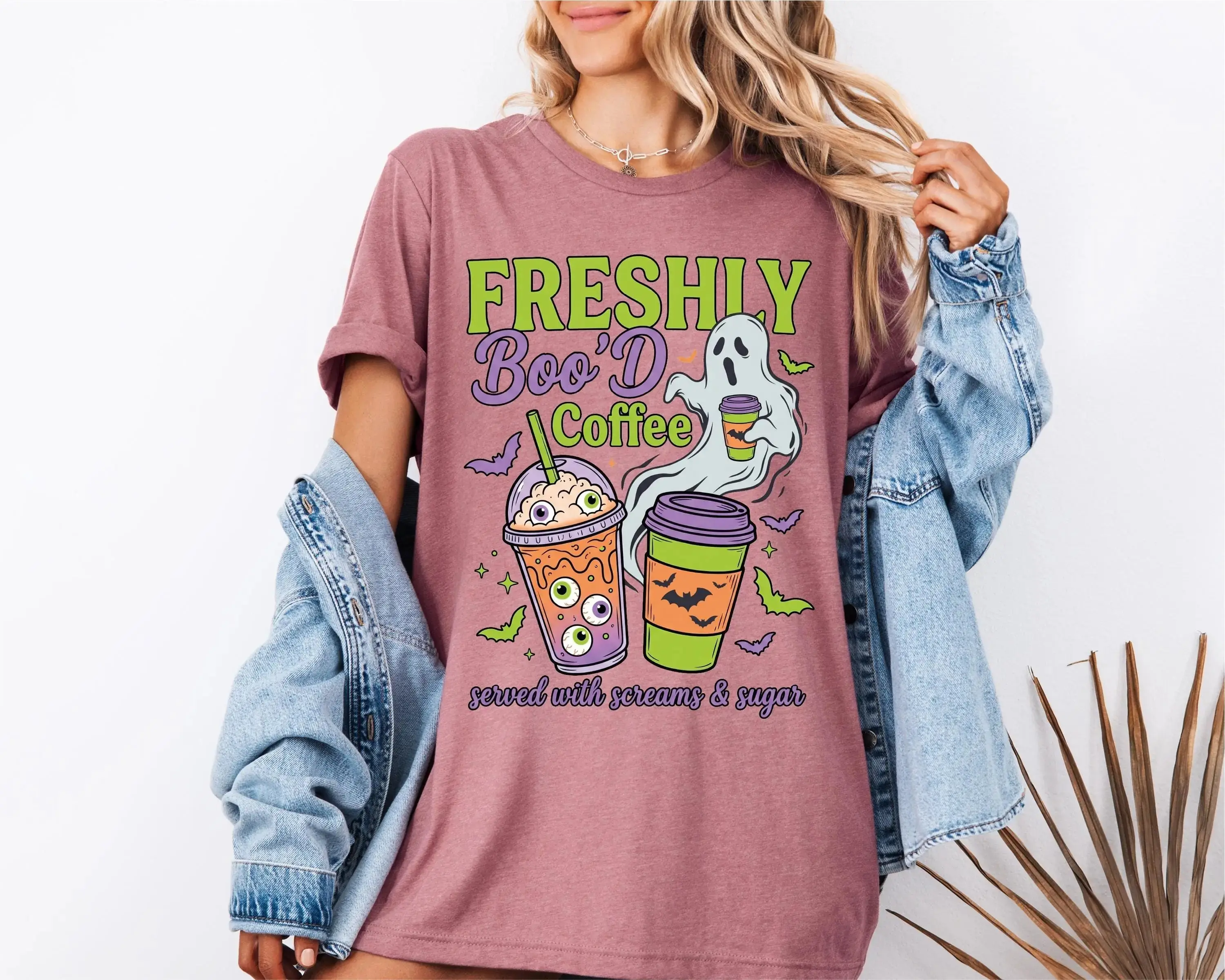 Comfort Colors Freshly'd Coffee Club Shirt, Cute Ghost Brew Spooky Season Halloween Fall Tee - photo 5