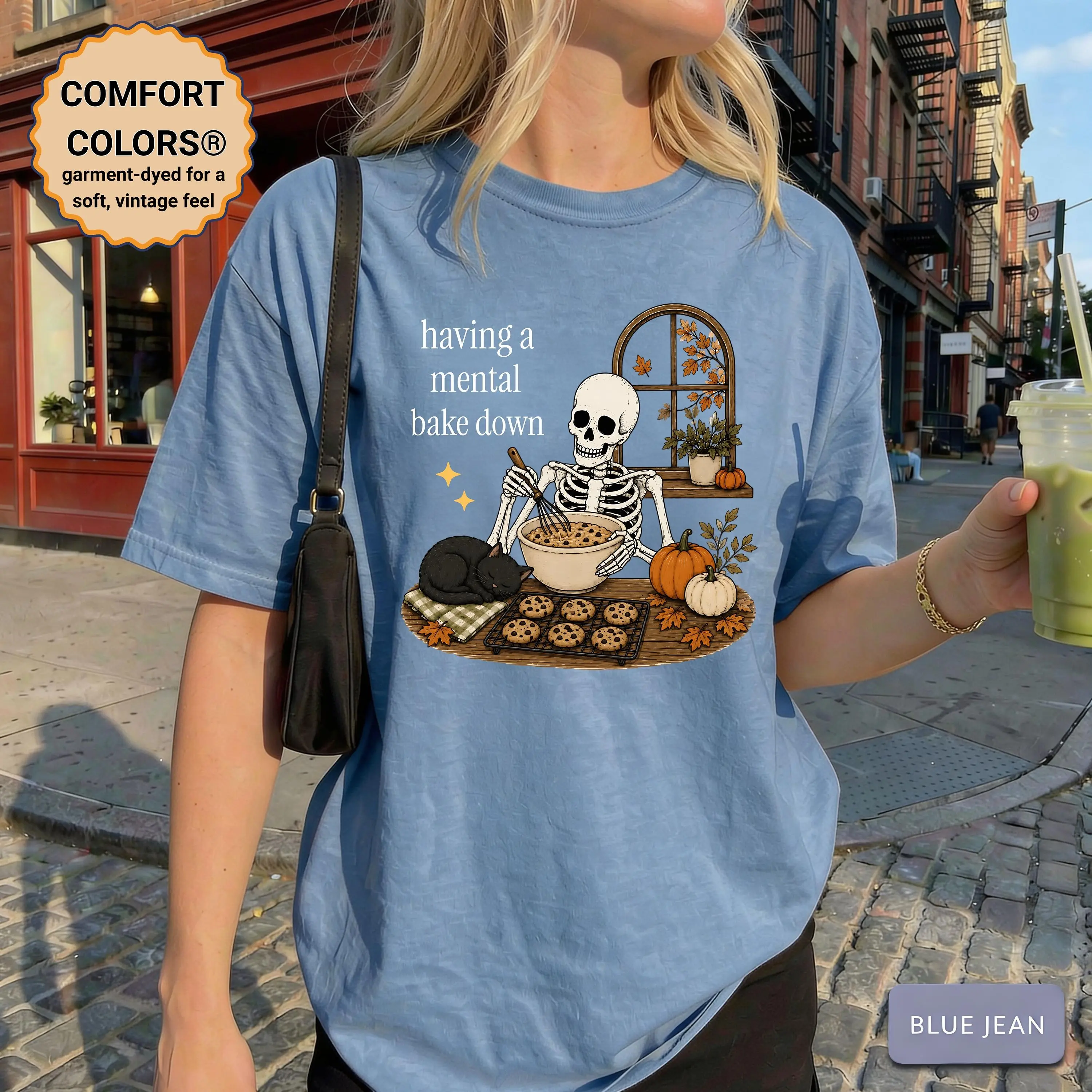 Having A Mental Bake Down Funny Baking Skeleton Halloween Shirt, Fall Cookie Baker Gift Tee - photo 4