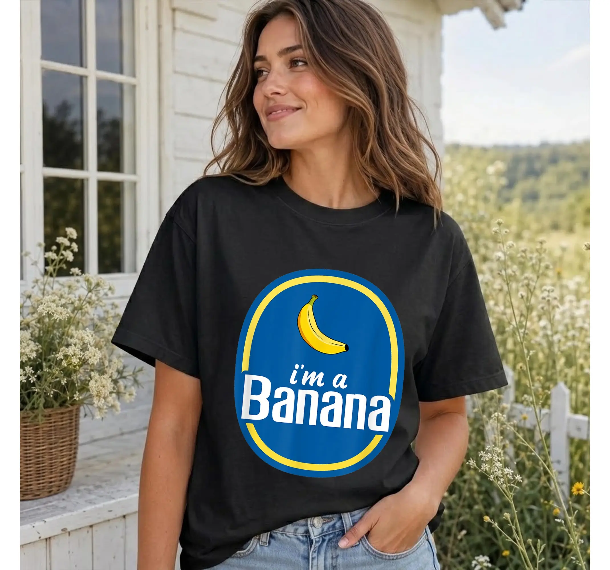 Funny Banana Costume Shirt, Easy Halloween Party Fruit Graphic Yellow Tee