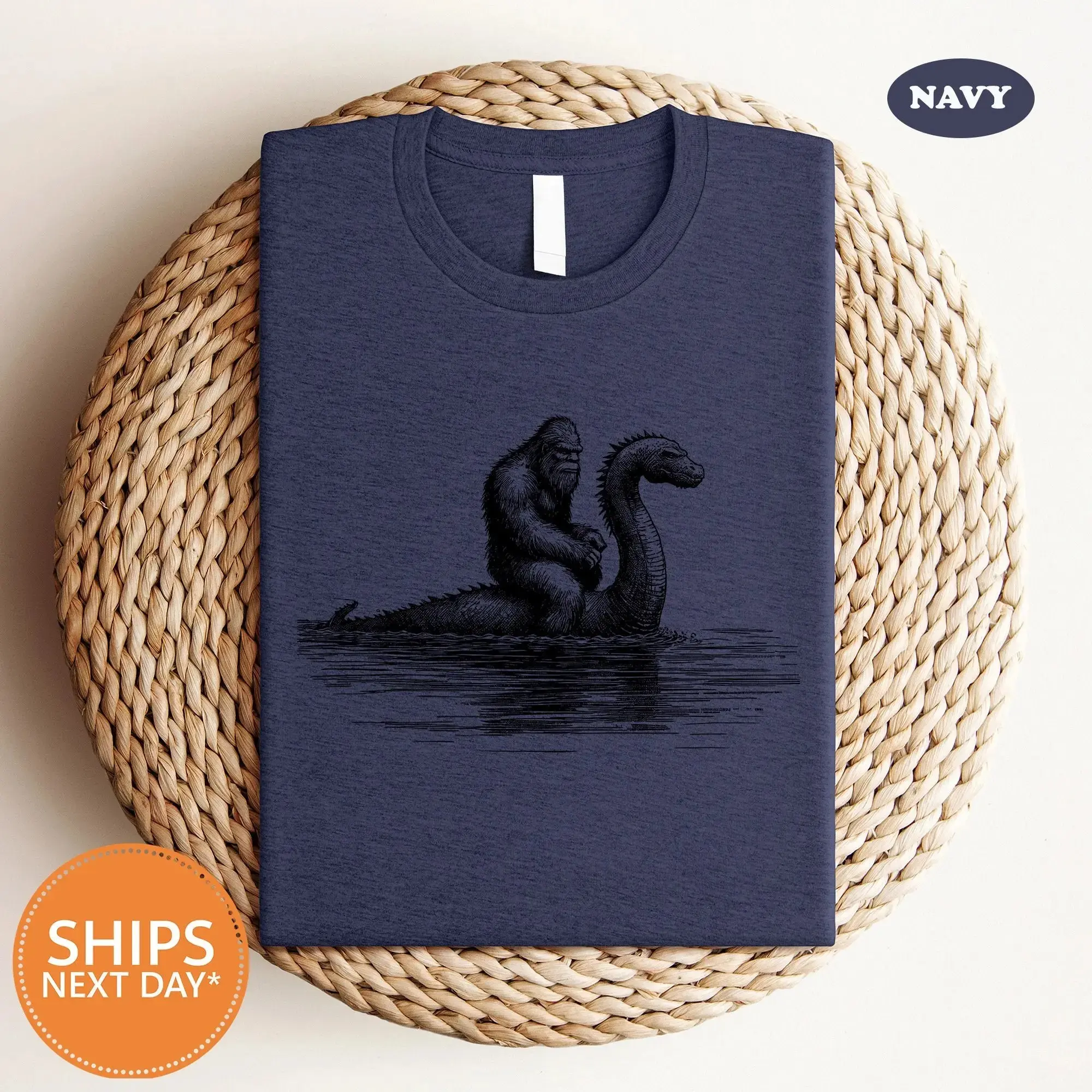 Comfort Colors Funny Bigfoot Shirt, Vintage Loch Ness Monster Sasquatch Retro Cryptid Camping Hiking Tee - photo 3