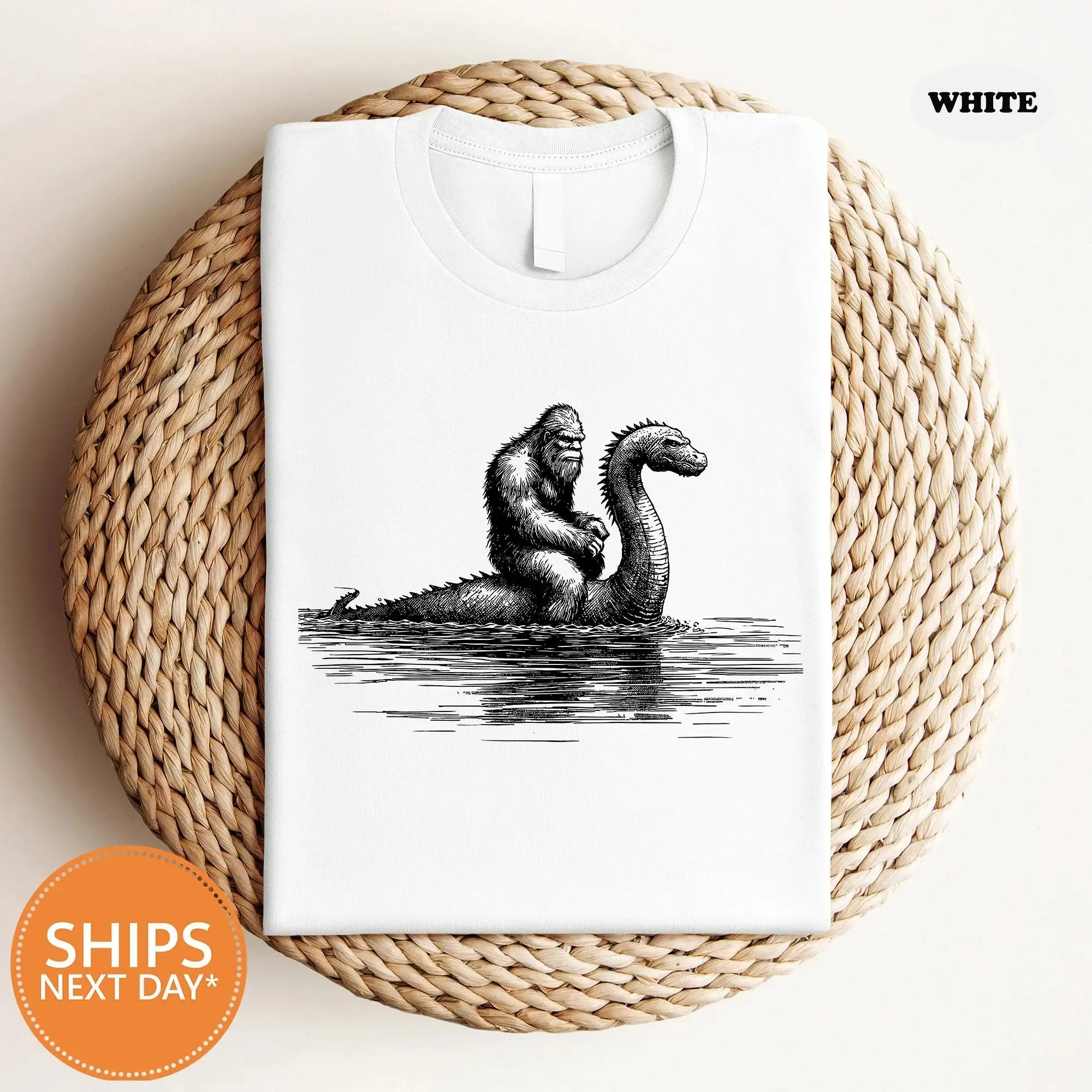 Comfort Colors Funny Bigfoot Shirt, Vintage Loch Ness Monster Sasquatch Retro Cryptid Camping Hiking Tee - photo 5