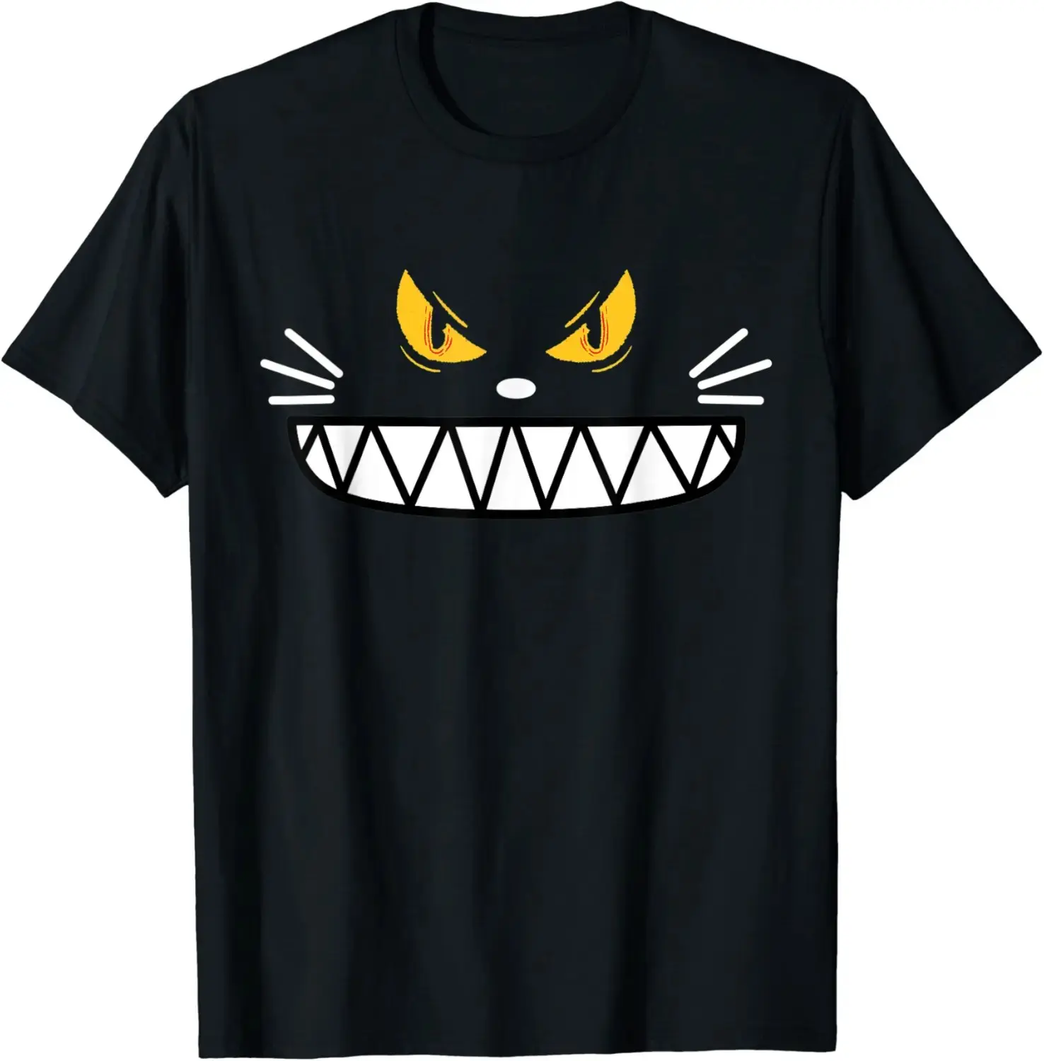 Funny Cat Face T-Shirt, Cute Anime Grinning Halloween Graphic Tee, Cat Lover Gift for Women
