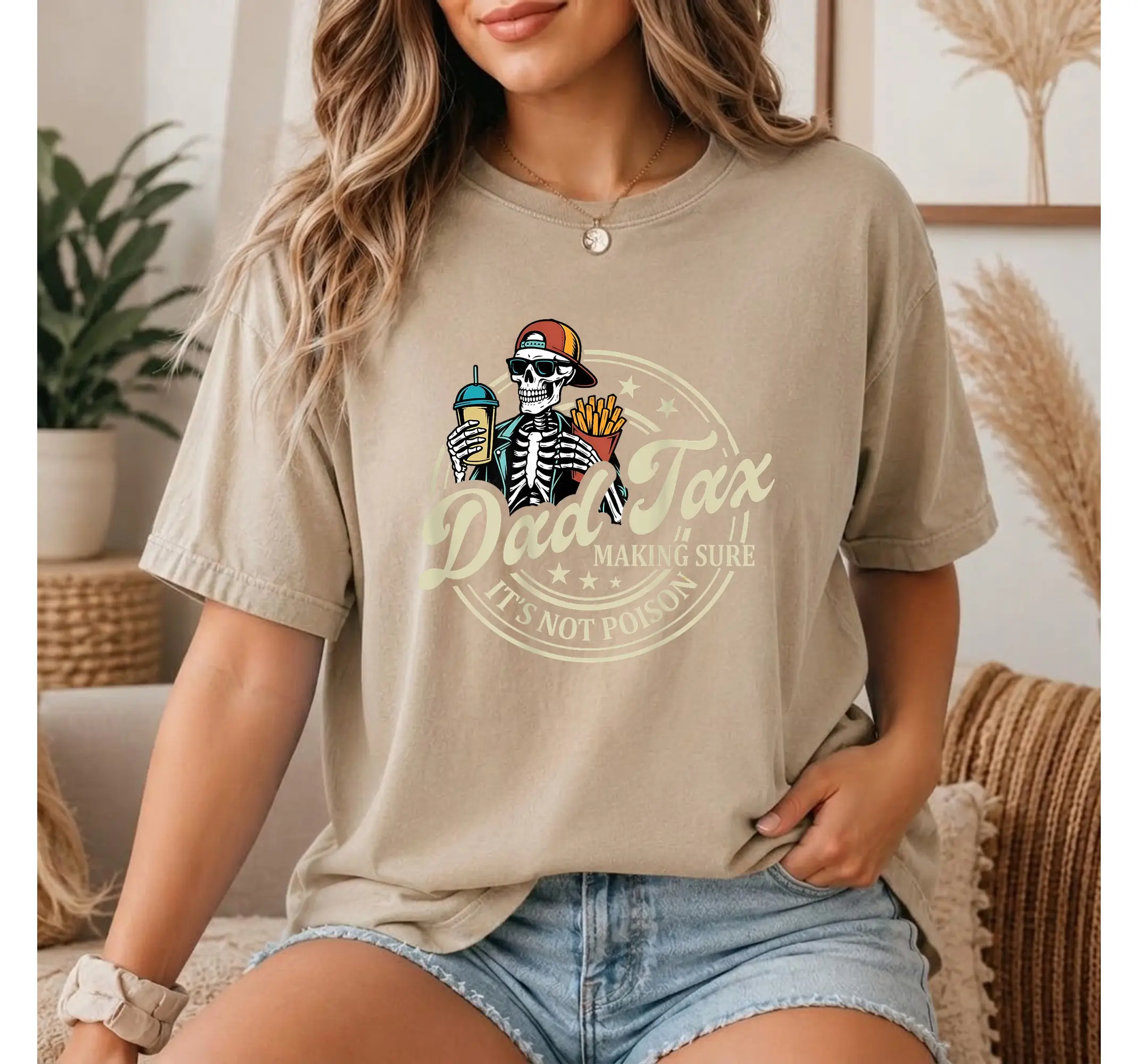 Funny Dad Tax Skeleton Back Print T-Shirt, Not Poison Joke Mens Fathers Day Graphic Tee - photo 3