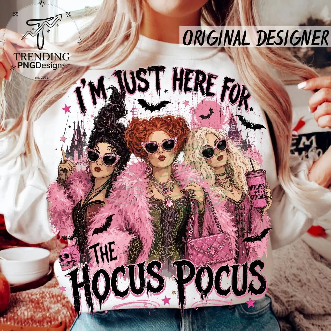 Comfort Colors Funny Doll Face Halloween Shirt, Just Here For the Hocus Humor Graphic Tee - photo 2