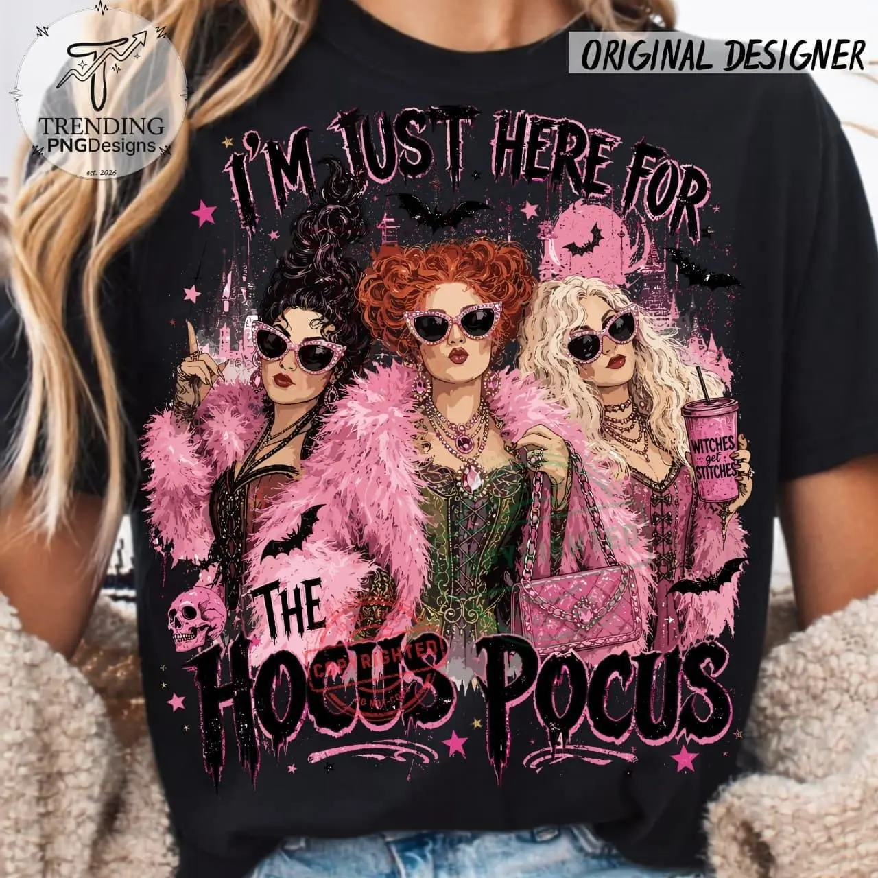 Comfort Colors Funny Doll Face Halloween Shirt, Just Here For the Hocus Humor Graphic Tee - photo 3