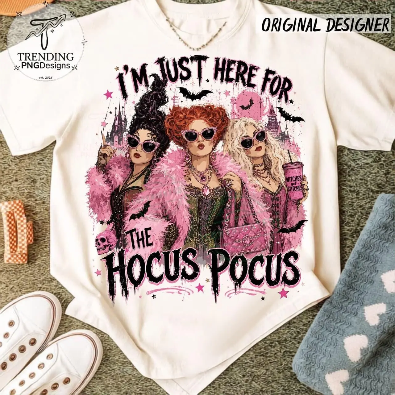Comfort Colors Funny Doll Face Halloween Shirt, Just Here For the Hocus Humor Graphic Tee - photo 5