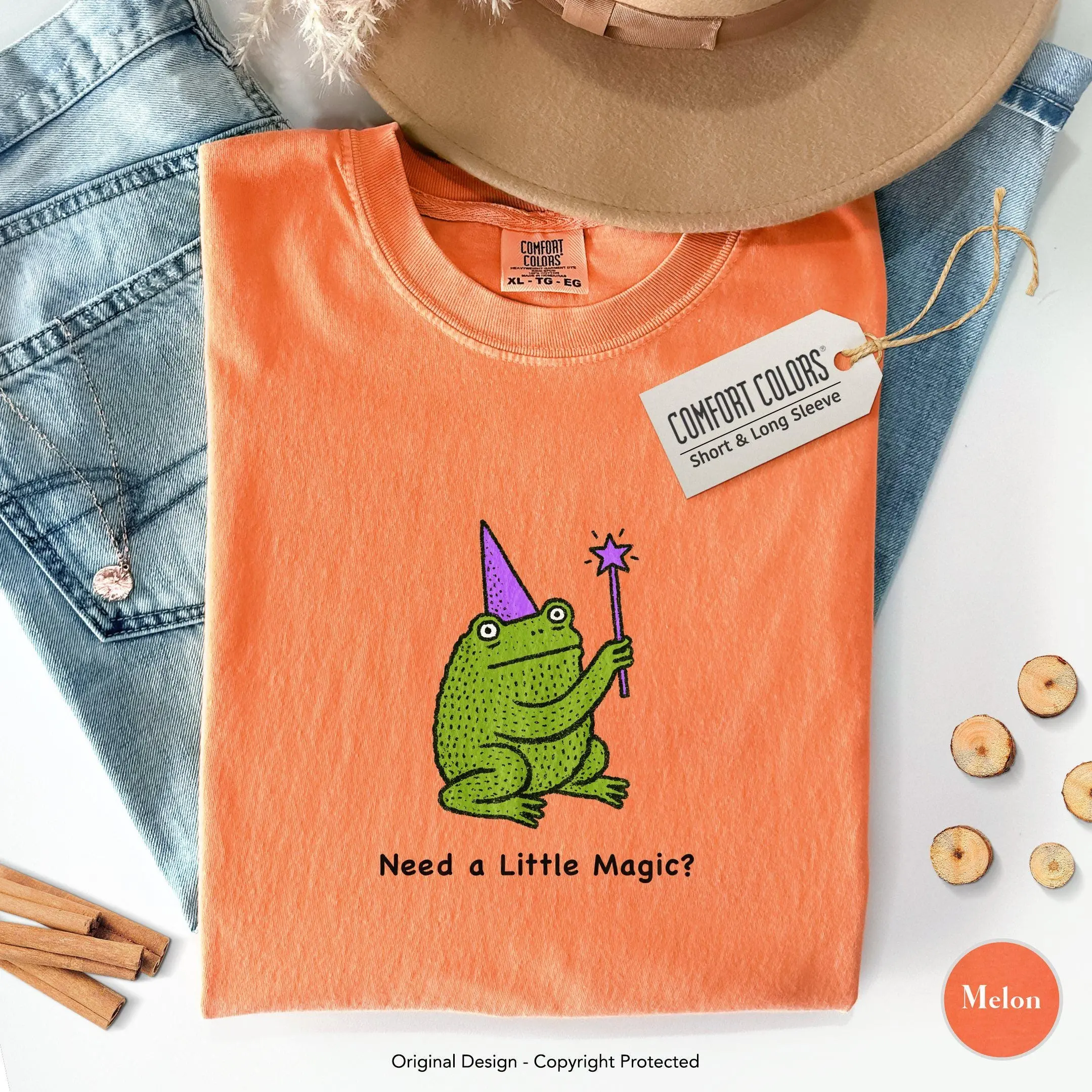 Funny Frog Halloween Shirt, Comfort Colors Minimalist Witch Meme Tee, Need a Little Magic Punny Wizard Spooky Season Top