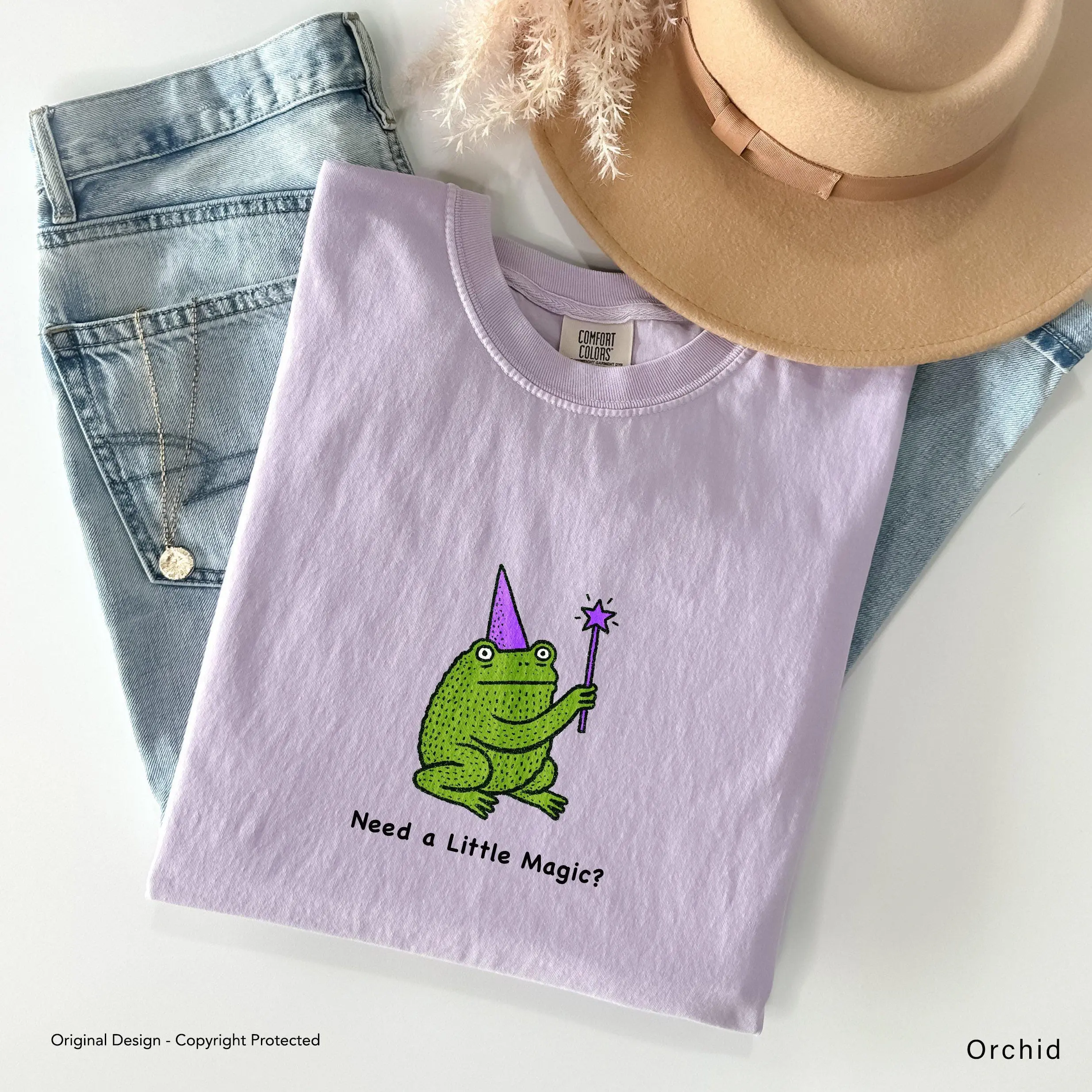 Funny Frog Halloween Shirt, Comfort Colors Minimalist Witch Meme Tee, Need a Little Magic Punny Wizard Spooky Season Top - photo 3