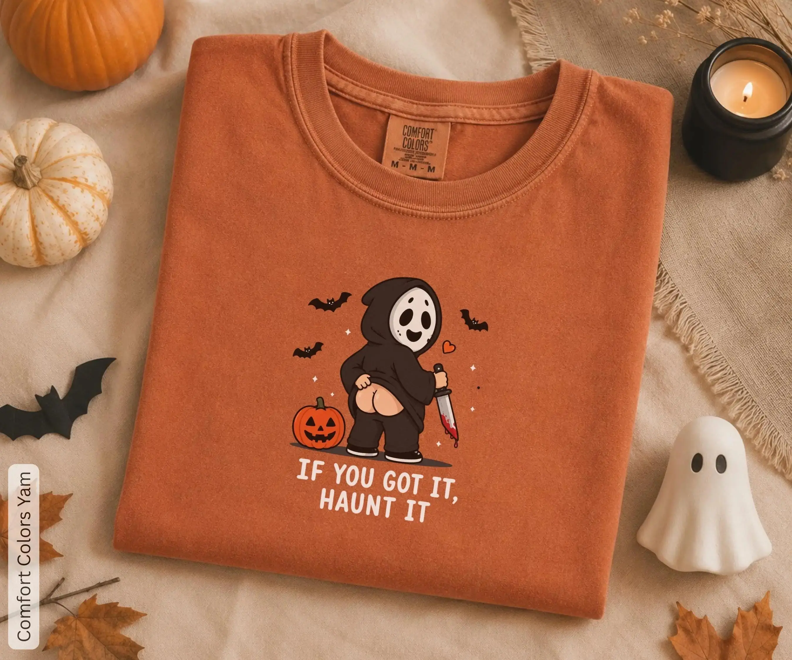 Funny Ghost Graphic T-Shirt for Women, Unisex 100% Cotton Short Sleeve Tee, Halloween Gay Pride Casual Top - photo 3