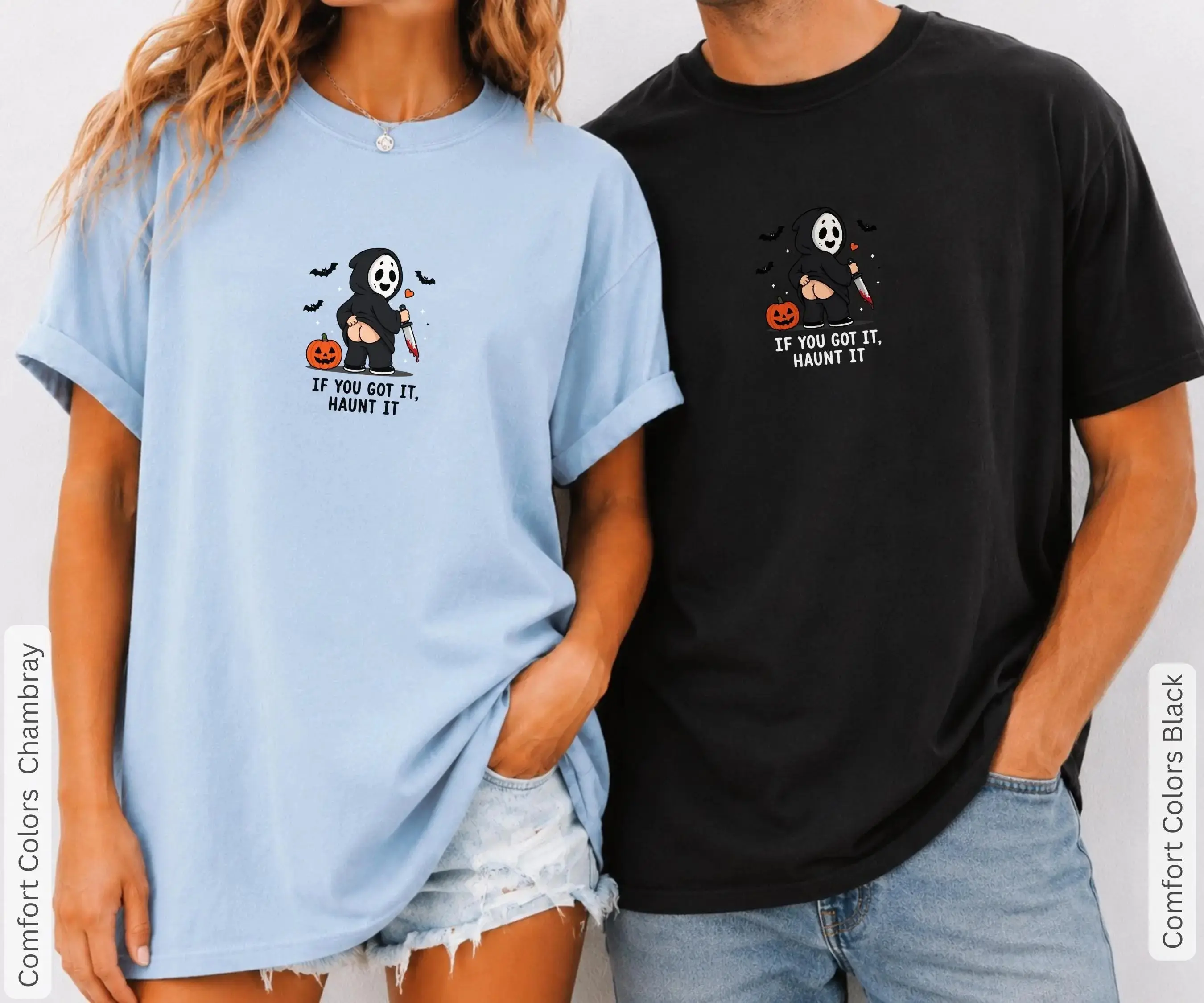 Funny Ghost Graphic T-Shirt for Women, Unisex 100% Cotton Short Sleeve Tee, Halloween Gay Pride Casual Top - photo 4